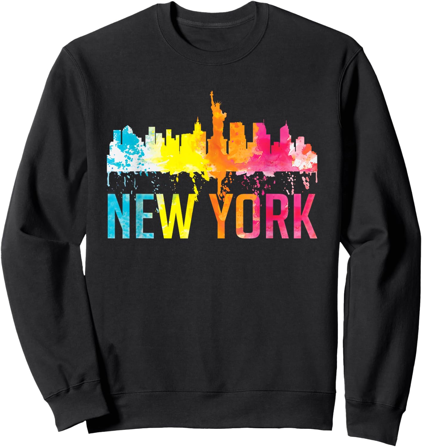 New York City NYC Watercolour Art Big Apple Skyline Souvenir Sweatshirt - Sweatshirt | Black