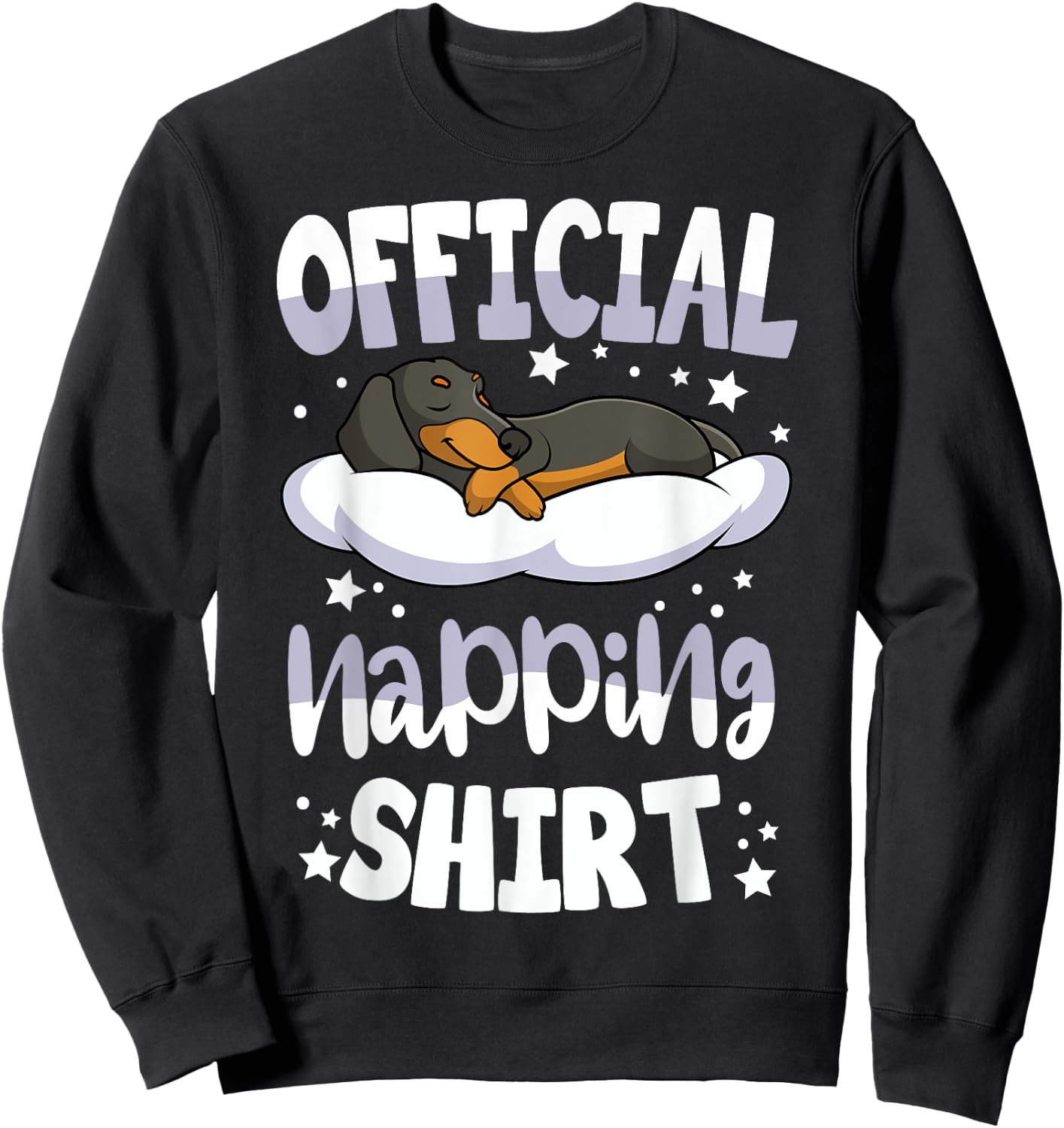 Official Napping Weiner Dog Pyjama Gift Dachshund Dog Lover Sleeping , -Adults, Black, Small, Short Sleeve Sweatshirt - Sweatshirt | Black