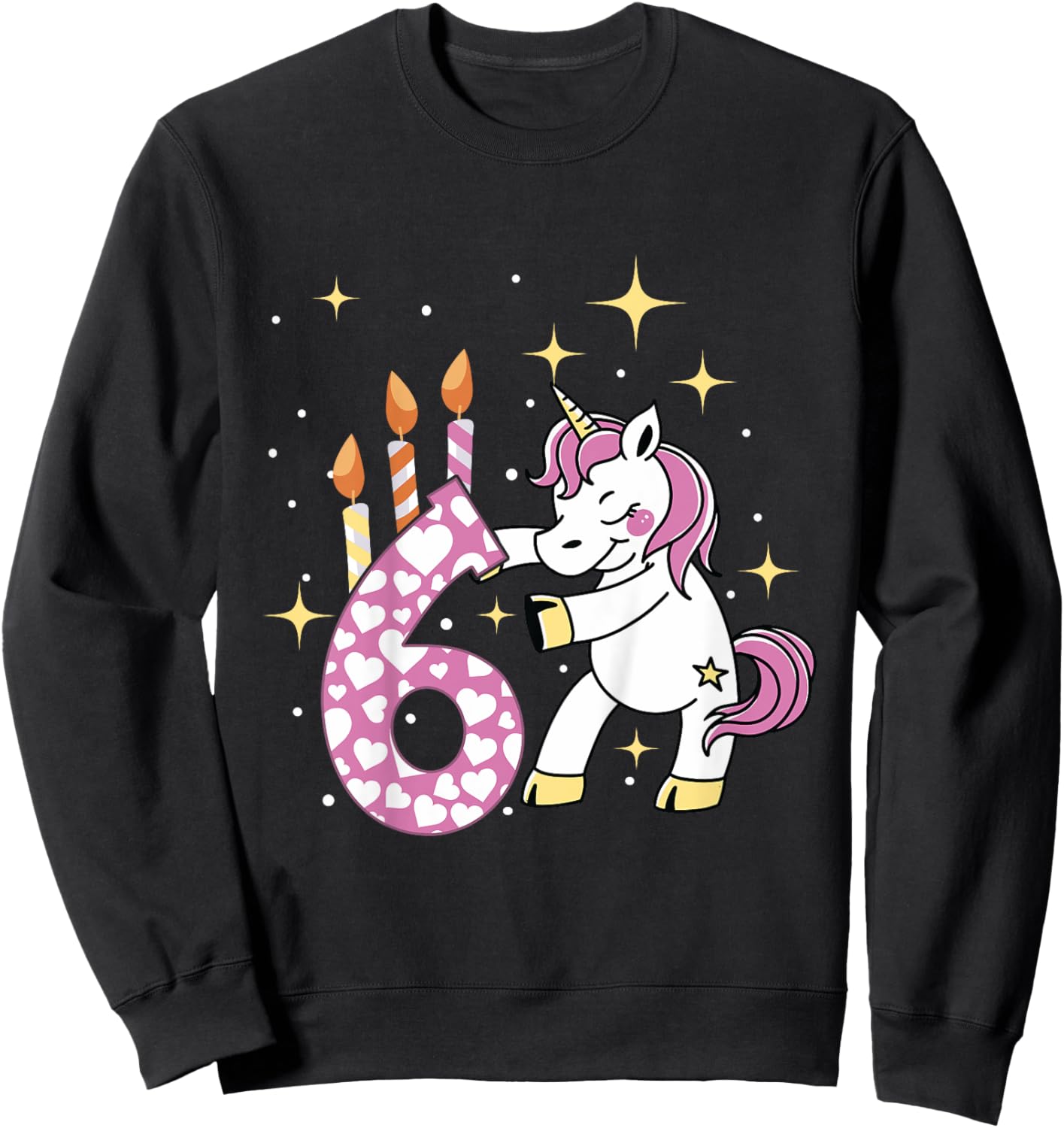 6th Birthday Unicorn For A 6 Years Old Girl Birthday Sweatshirt - Sweatshirt | Black