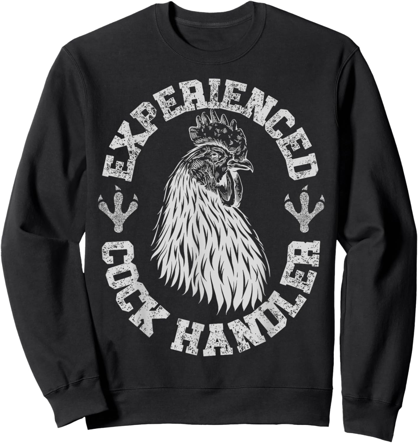 Vintage Experienced Cock Handler Funny Chicken Farmer Humor Sweatshirt - Sweatshirt | Black
