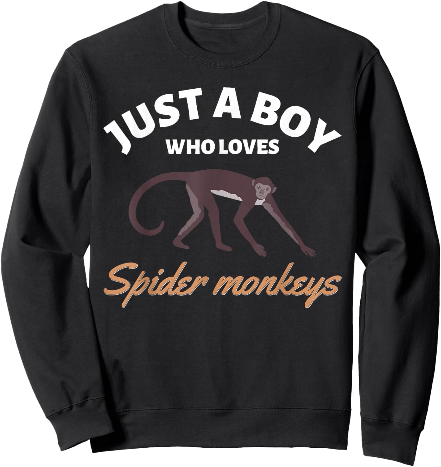 Just A Boy Who Loves Spider Monkeys Endangered Monkey Sweatshirt - Sweatshirt | Black