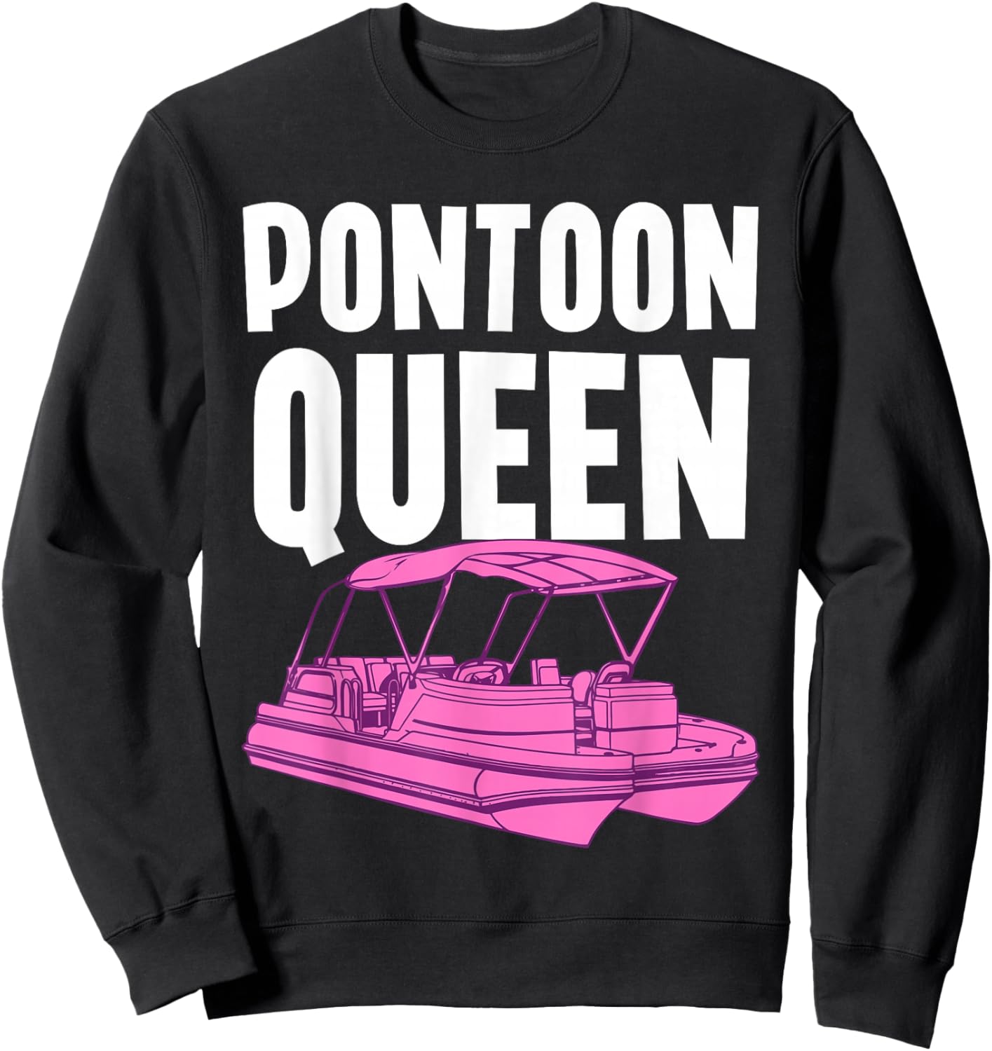 Best Pontoon Queen Art Girls Pontoon Boat Captain Sweatshirt - Sweatshirt | Black
