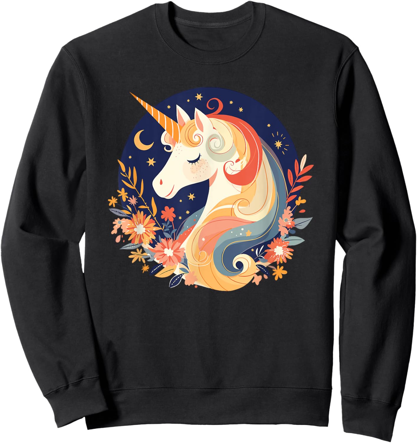 Majestic Sunset Unicorn Art Mystical Creature Fantasy Sweatshirt - Sweatshirt | Black