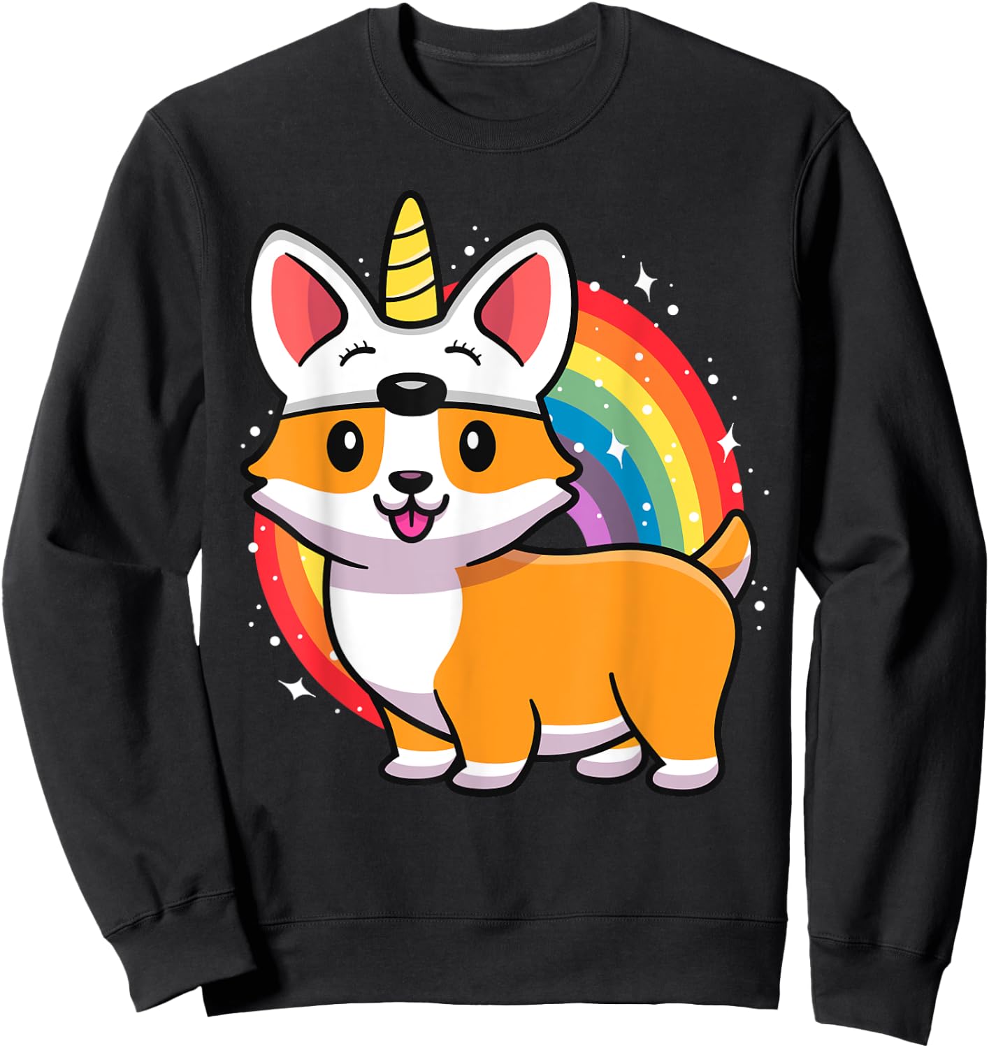 Corgicorn Unicorn Corgi Shirt For Kids Funny Rainbow Corgi Sweatshirt - Sweatshirt | Black