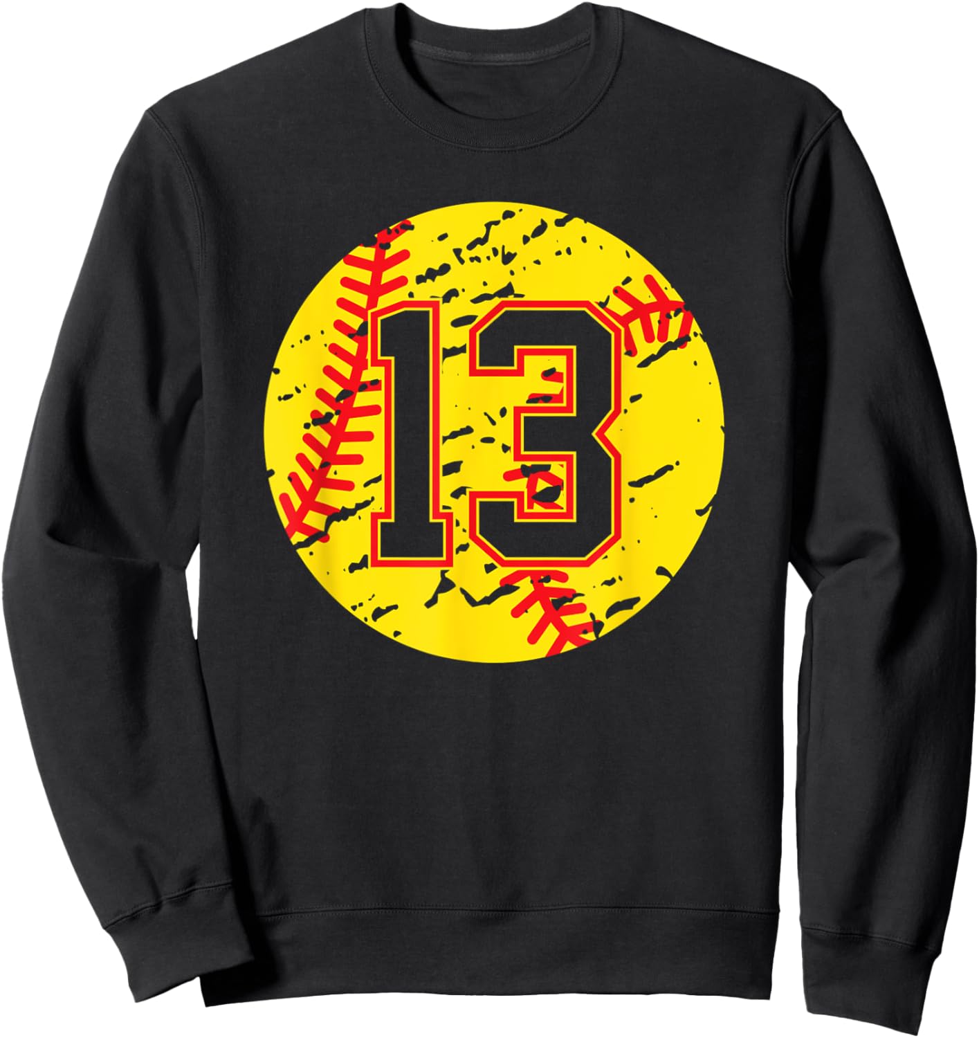 Softball Number 13 Mom Show Support Favorite Player Sweatshirt - Sweatshirt | Black
