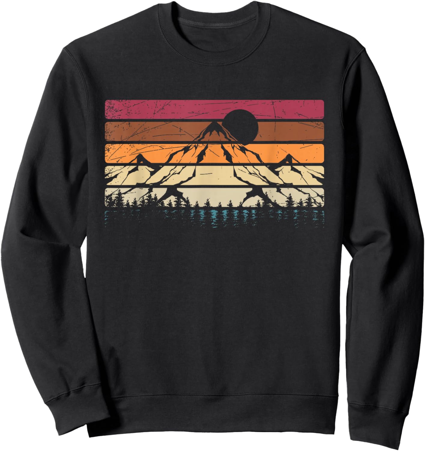 Mountain Hiking Mountain Hiker Nature Retro Forest Sweatshirt - Sweatshirt | Black