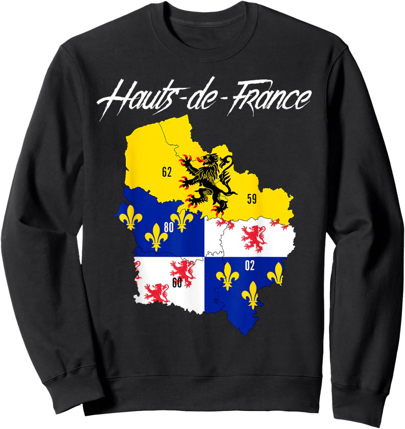 Map Flag of Hauts-de-France, French Region Sweatshirt - Sweatshirt | Black