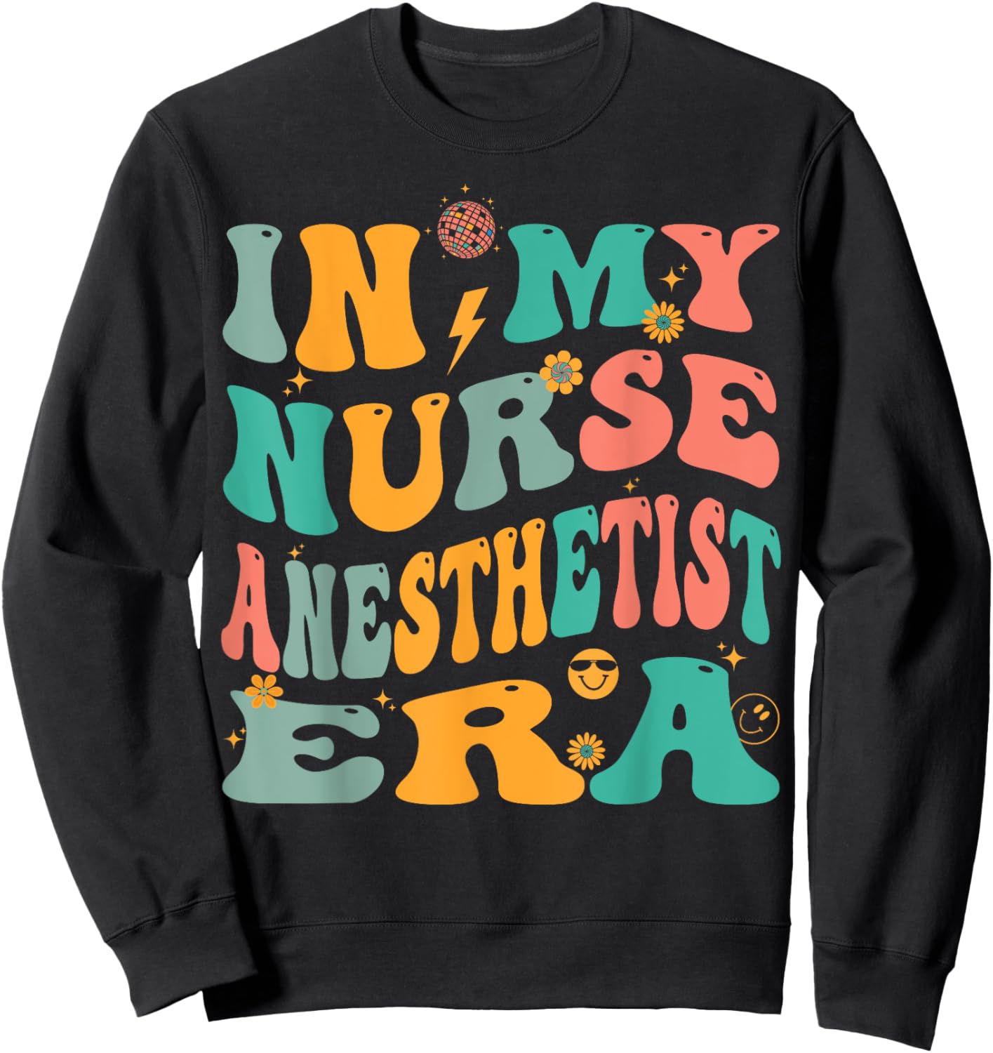 In My Nurse Anesthetist Era Retro CRNA Sweatshirt - Sweatshirt | Black