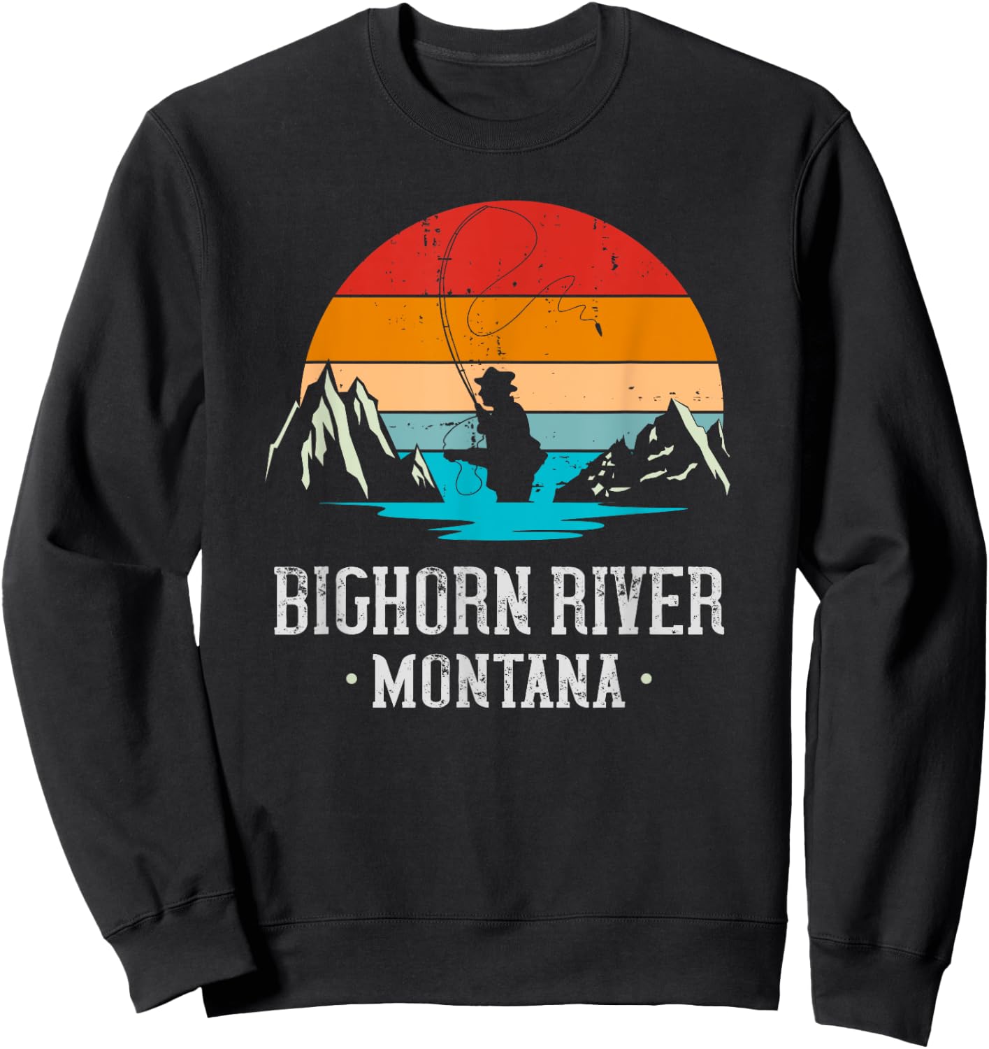 Fly Fishing Bighorn River Montana Sweatshirt - Sweatshirt | Black