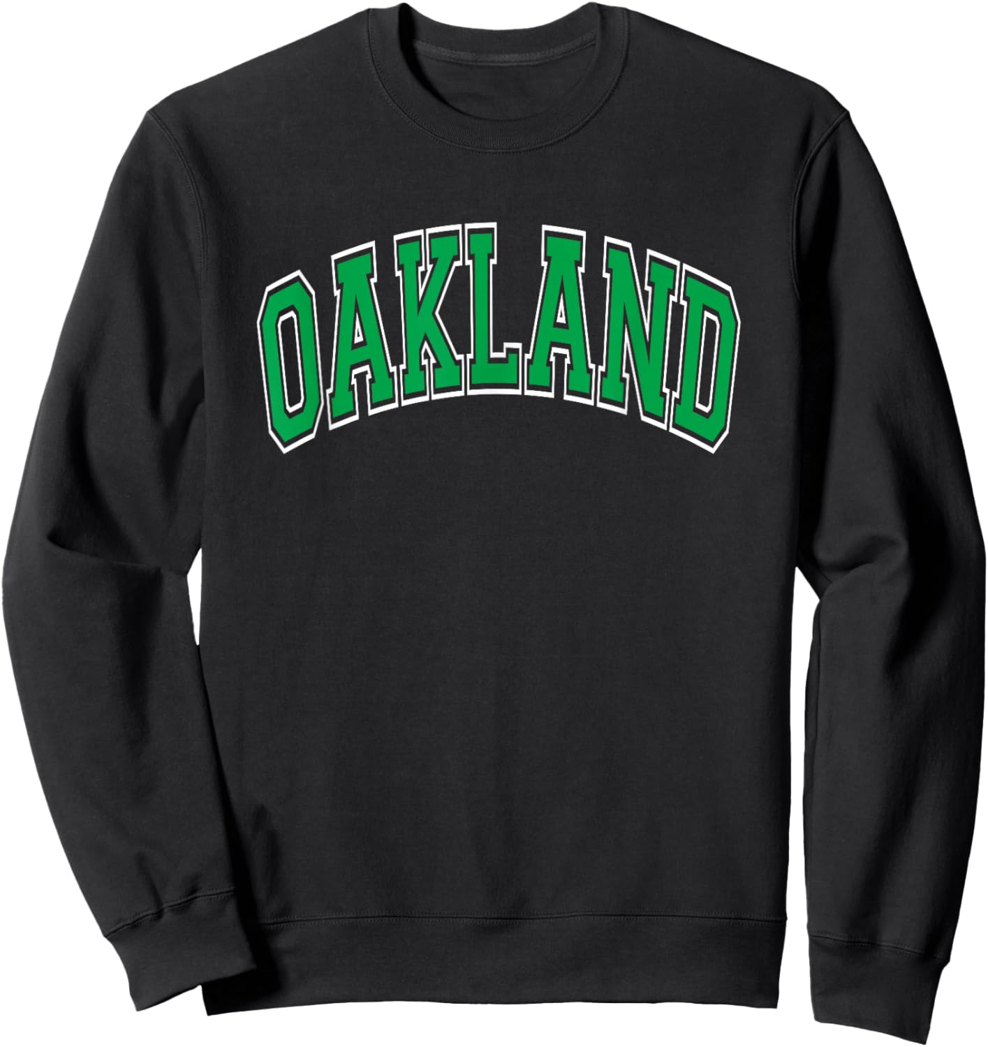 Oakland Arched Green Text Sweatshirt - Sweatshirt | Black