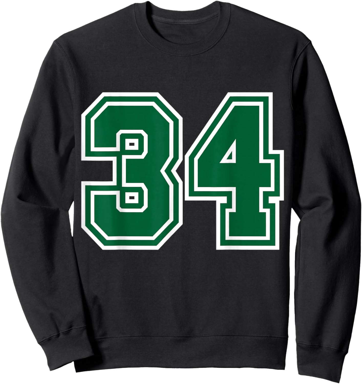 Green Sports Team Number #34 Sweatshirt - Sweatshirt | Black