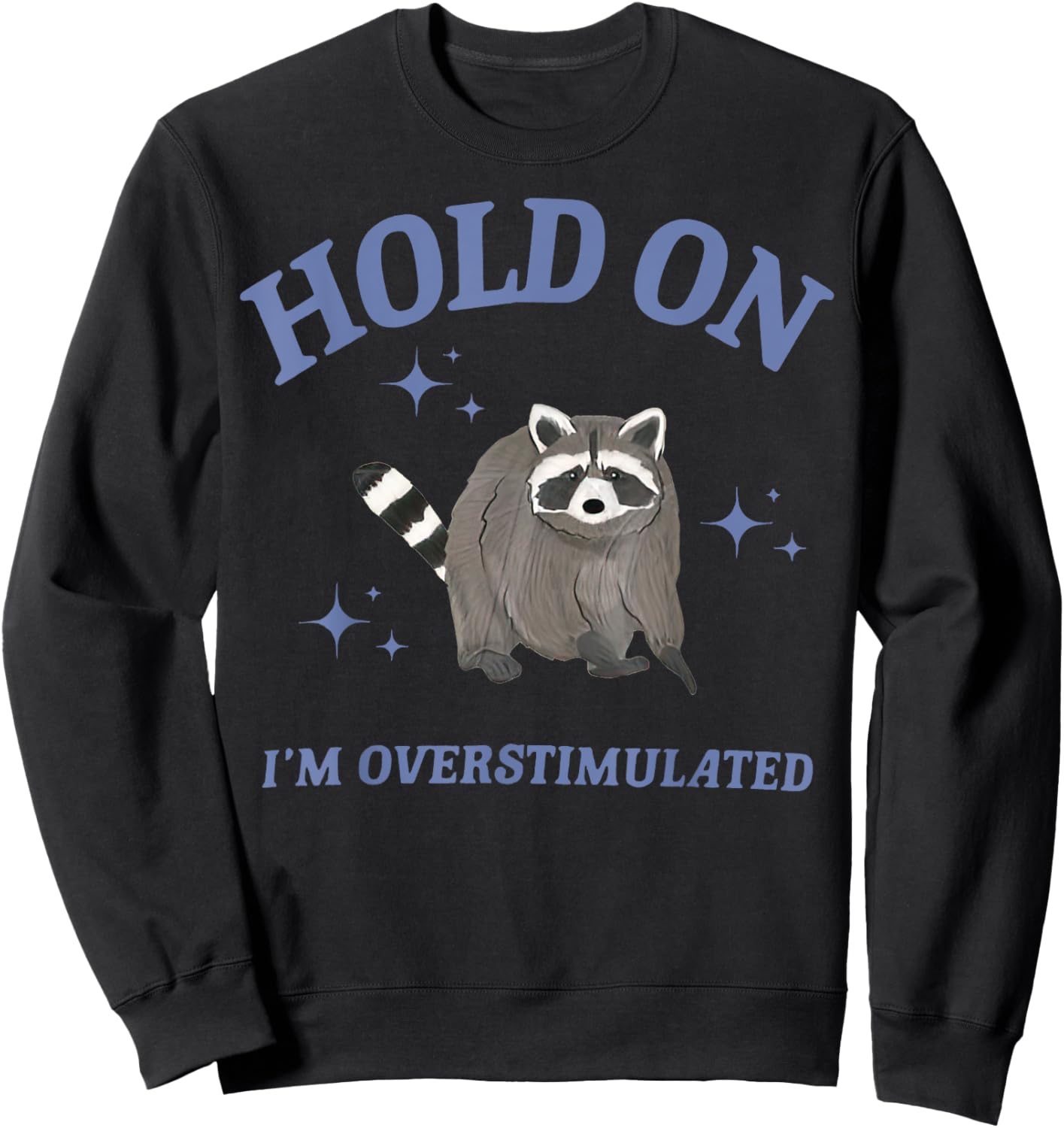 Funny Raccoon Hold On I'm Overstimulated Sweatshirt - Sweatshirt | Black