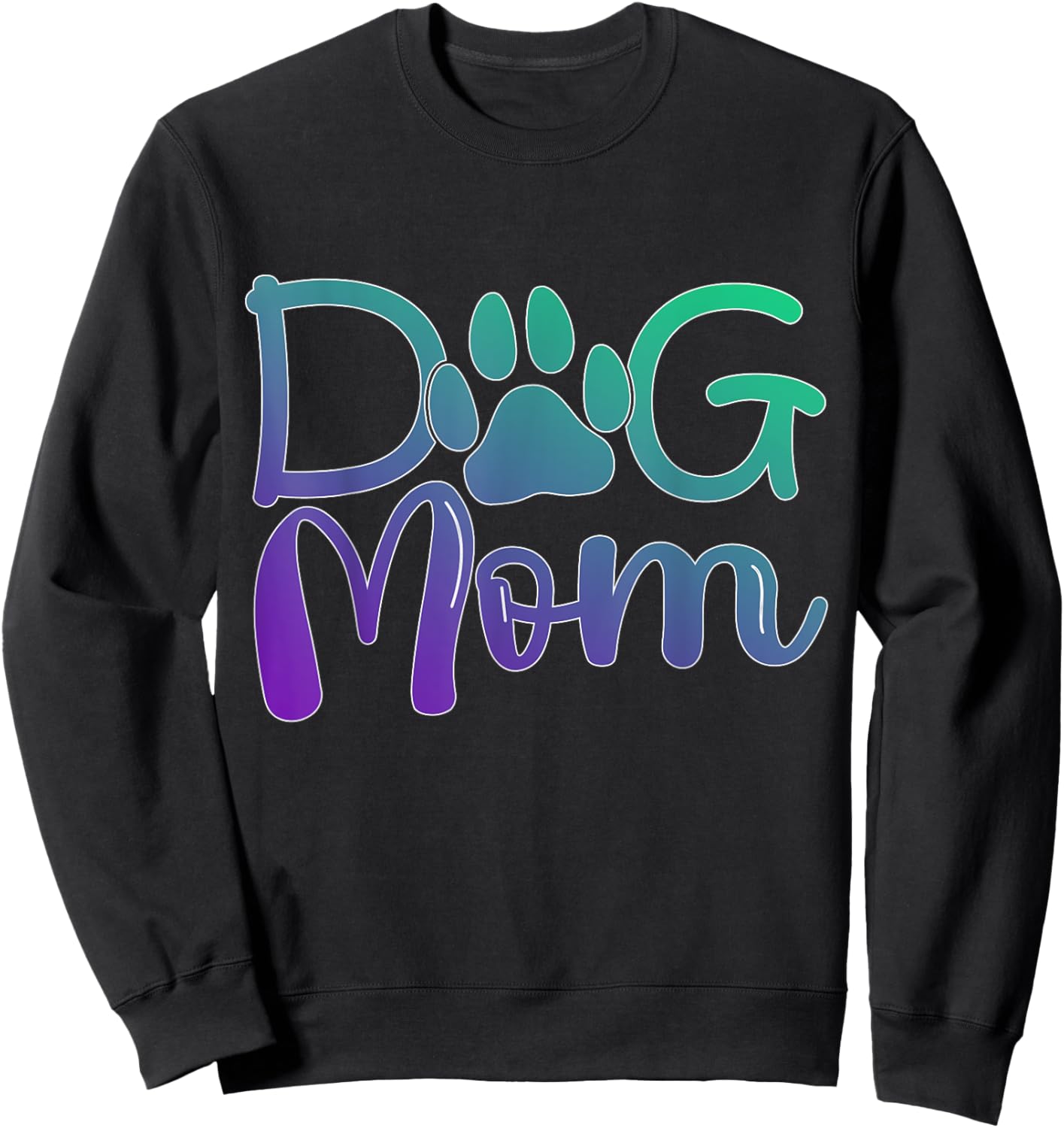 Green Purple Dog mom paw print Dogs mother owner pet lover Women Kids Sweatshirt - Sweatshirt | Black