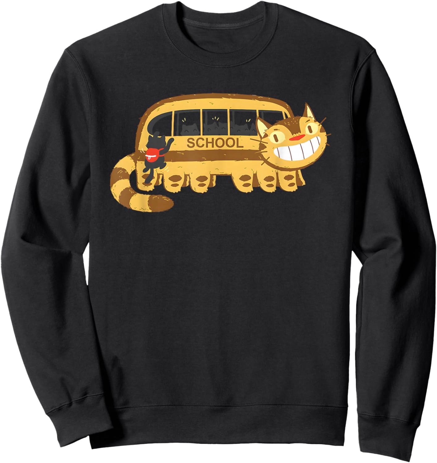Cats In A Catbus Headed To School Schoolcatbus Sweatshirt - Sweatshirt | Black