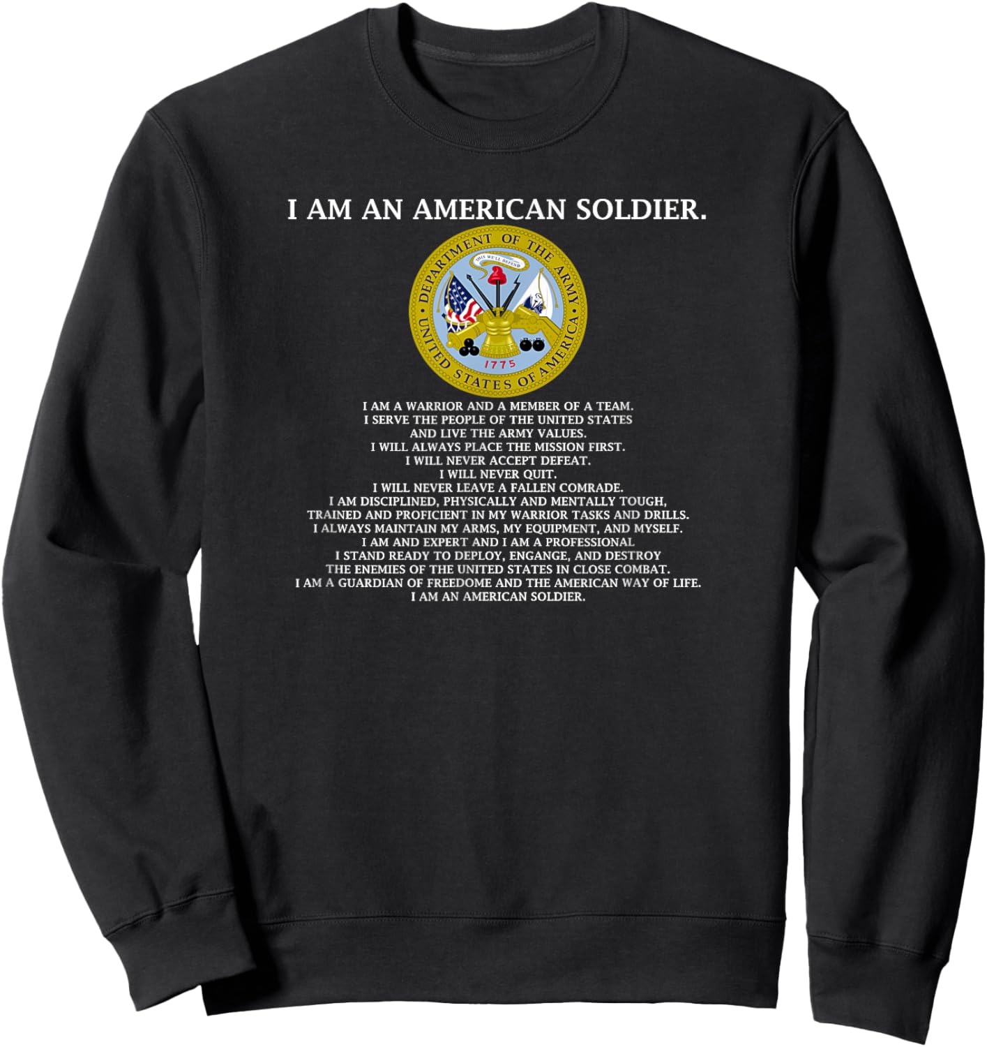 The Soldier's Creed - US Army Sweatshirt - Sweatshirt | Black