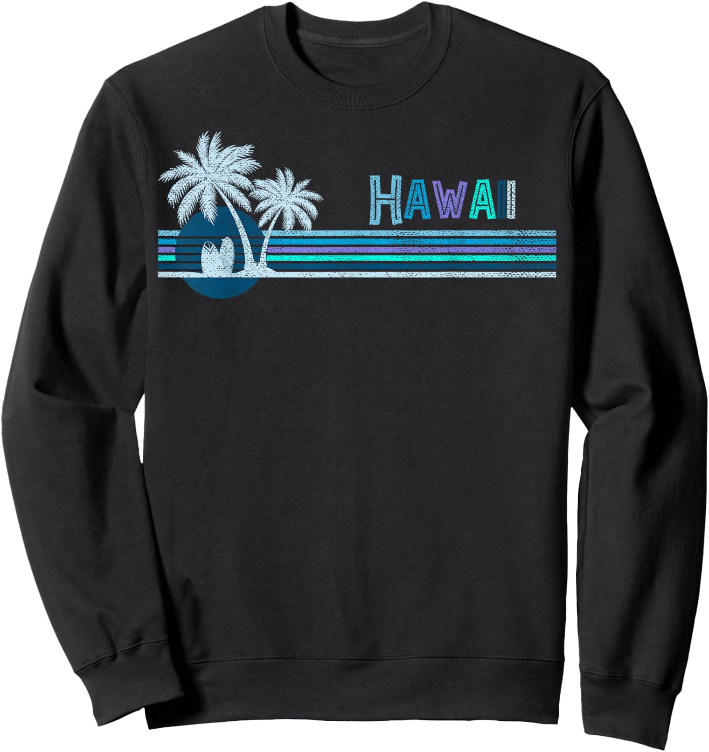 Aloha State Tropic Islands Vintage Hawaii Surfing Sweatshirt - Sweatshirt | Black