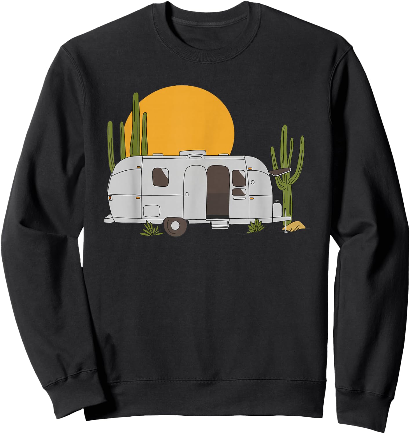 Vintage Retro Desert Sun Airstream Camping RV Sweatshirt - Sweatshirt | Black