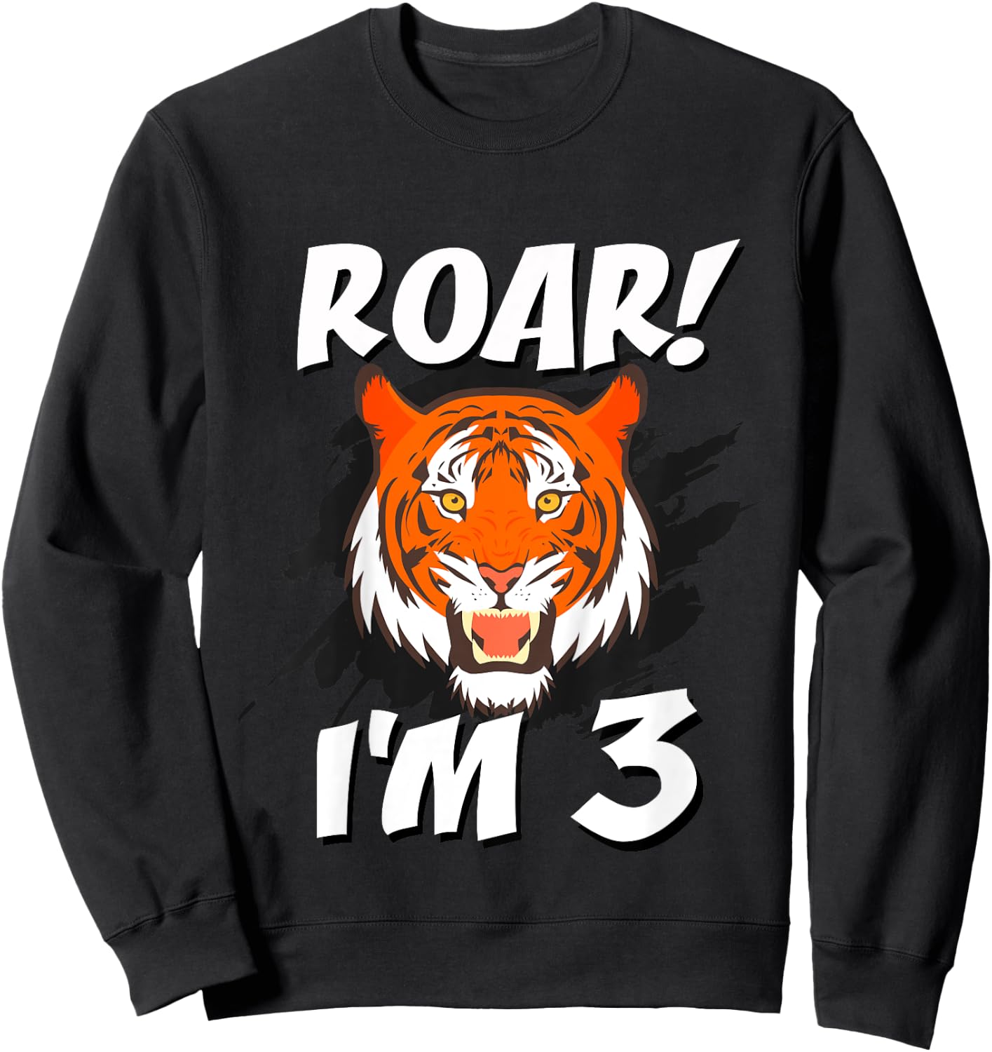3 Year Old Tiger Birthday Party Tigers Roar Safari 3rd Gift Sweatshirt - Sweatshirt | Black