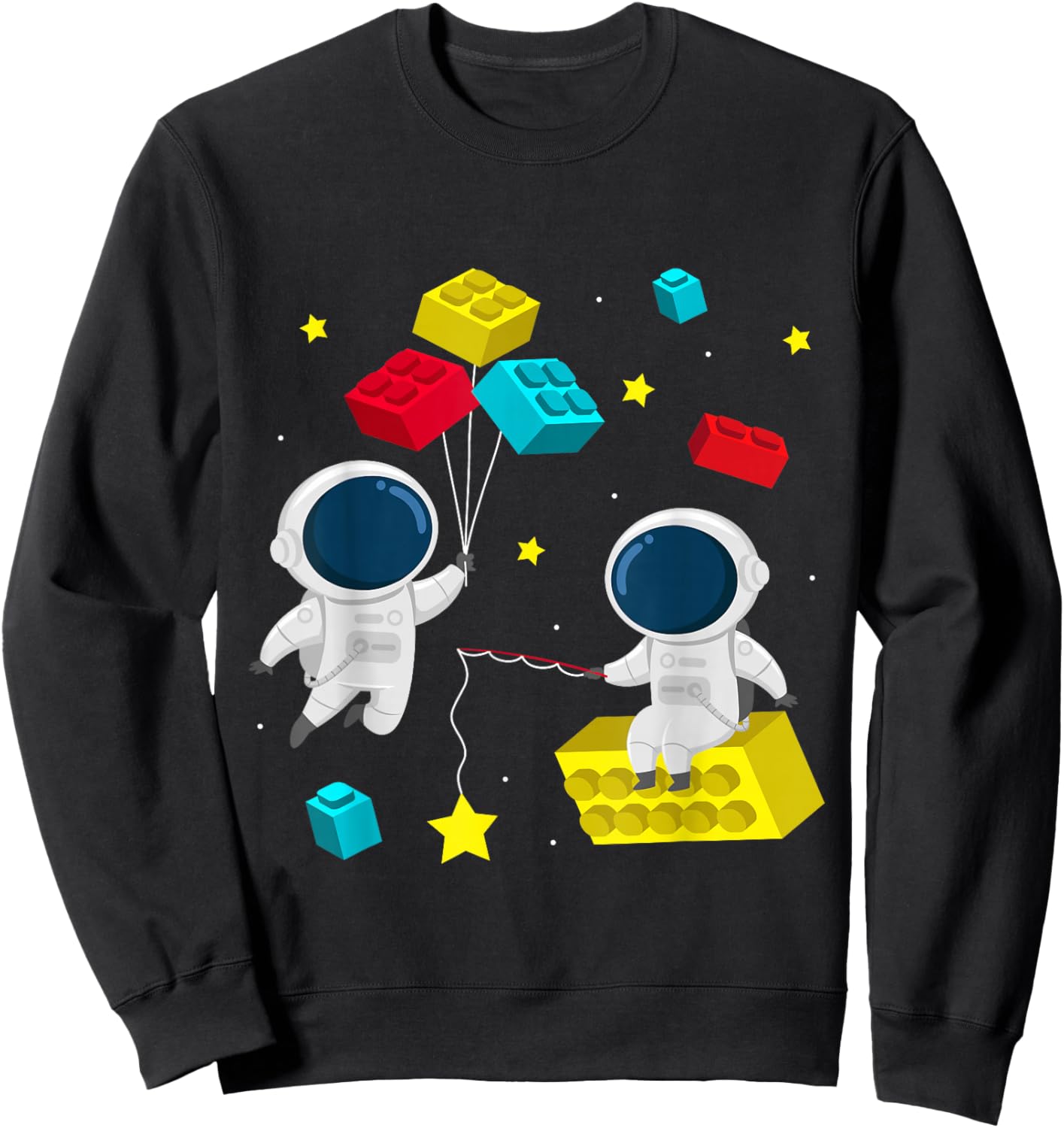 Space Astronaut Building Blocks Bricks Sweatshirt - Sweatshirt | Black