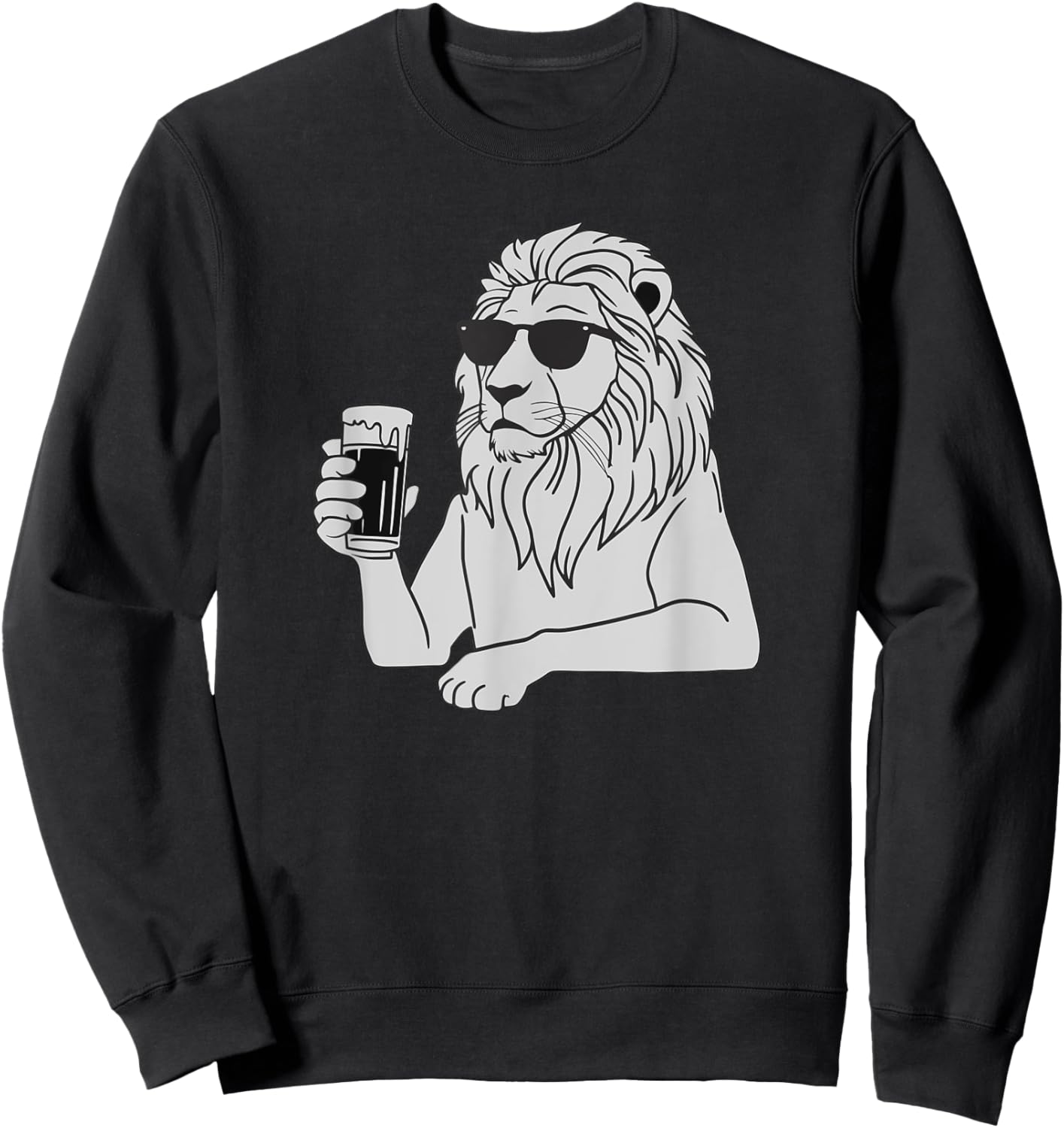 Cool Sunglasses Lion Drinking Beer Lions Sweatshirt - Sweatshirt | Black