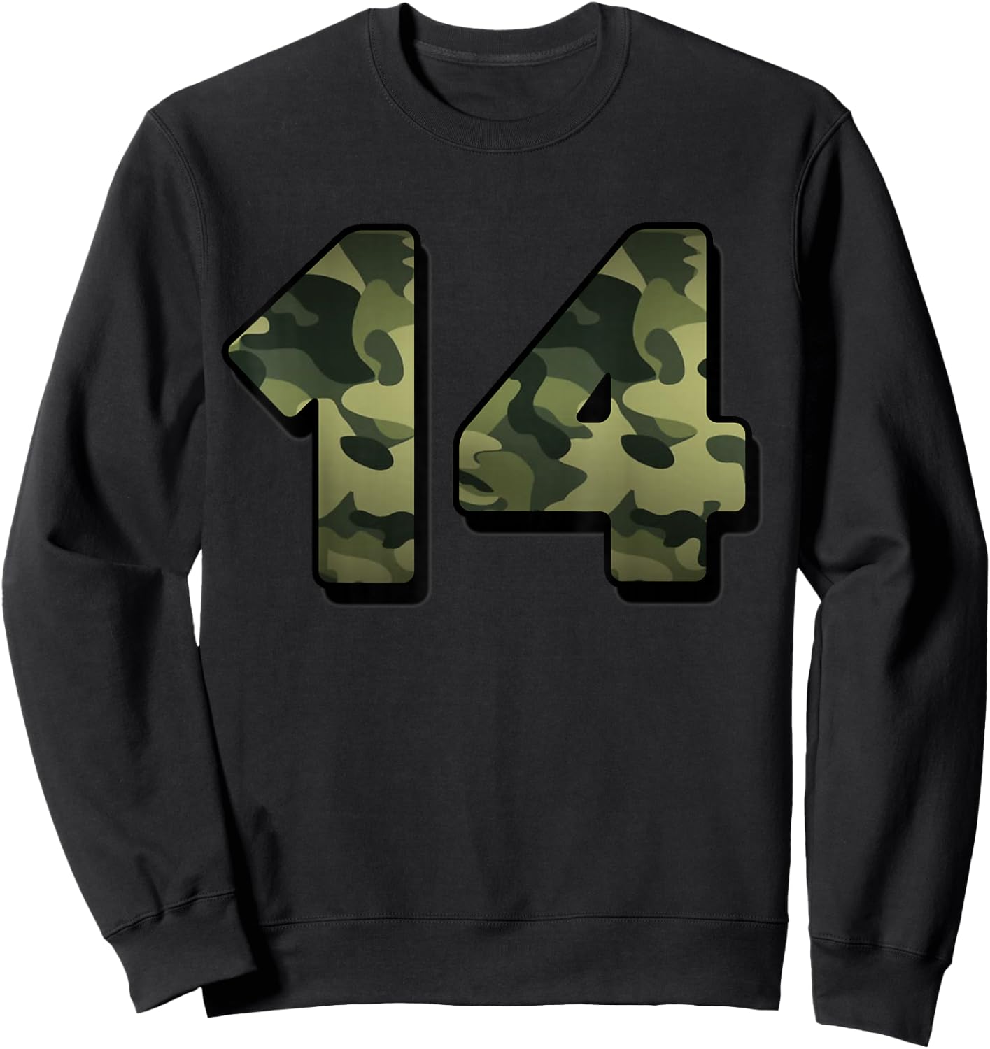 14th Birthday 14 Years Old Party Camouflage Gift Sweatshirt - Sweatshirt | Black