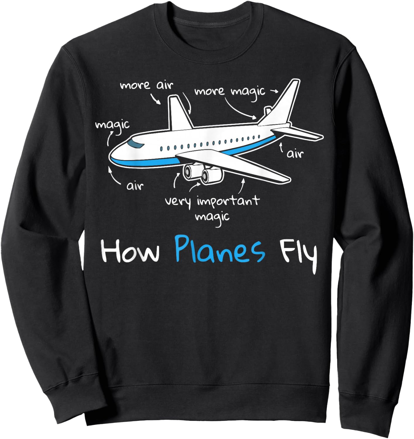 How Planes Fly Aerospace Engineering design | Aviation gift Sweatshirt - Sweatshirt | Black