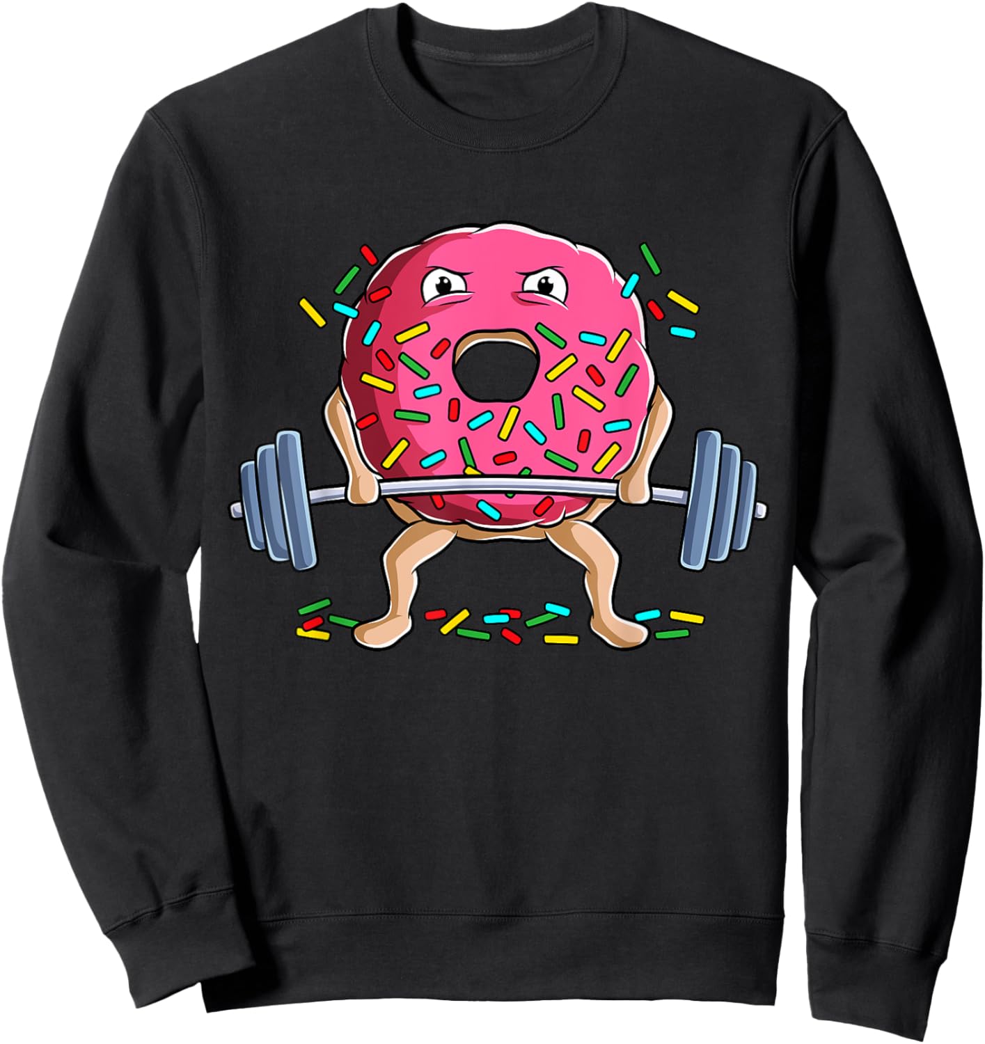 Weightlifting Funny Gym Bodybuilding Deadlift Workout Donut Sweatshirt - Sweatshirt | Black