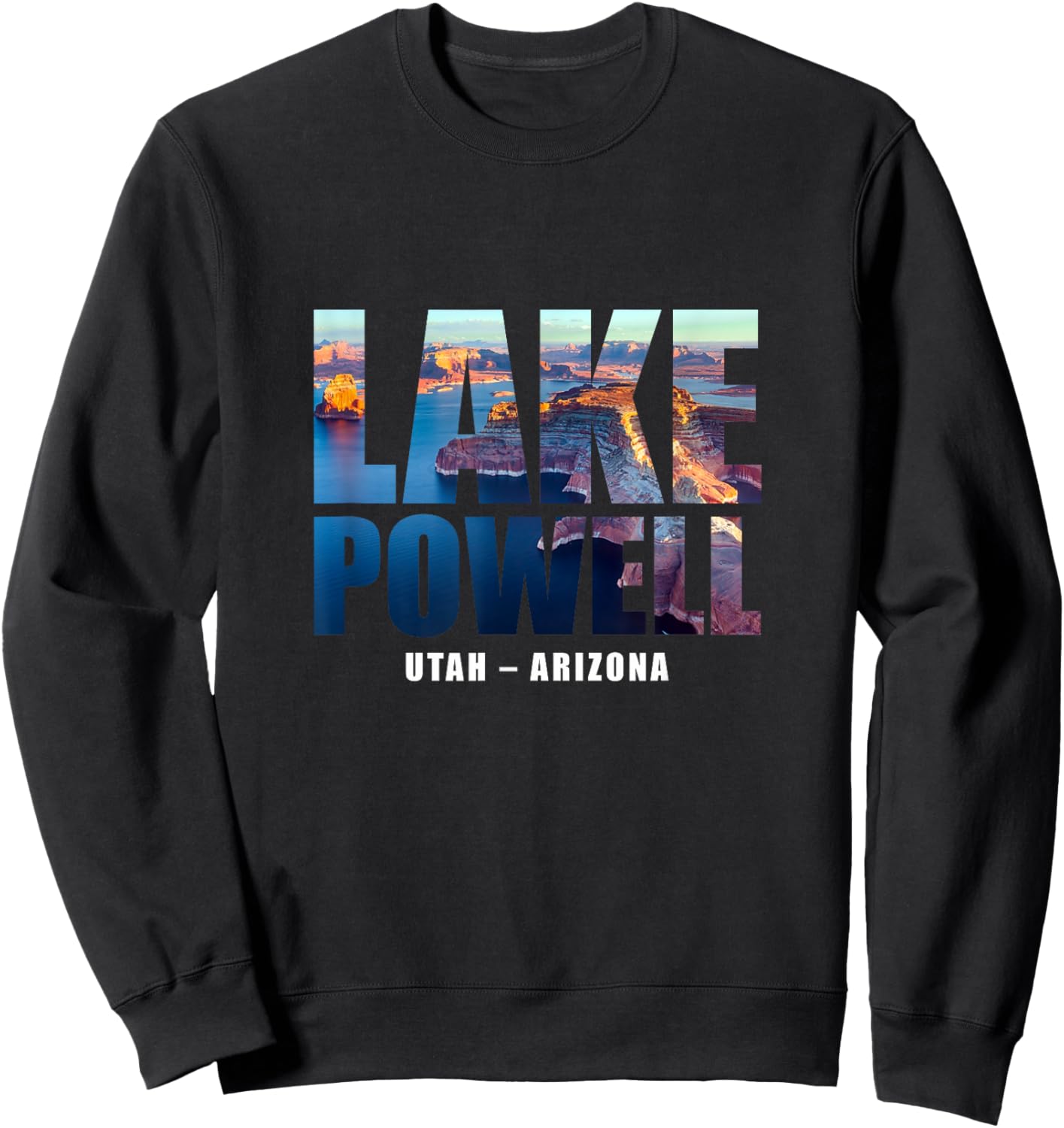 Lake Powell Landscape Inside Bold Letters Travel Souvenir Sweatshirt - Sweatshirt | Black