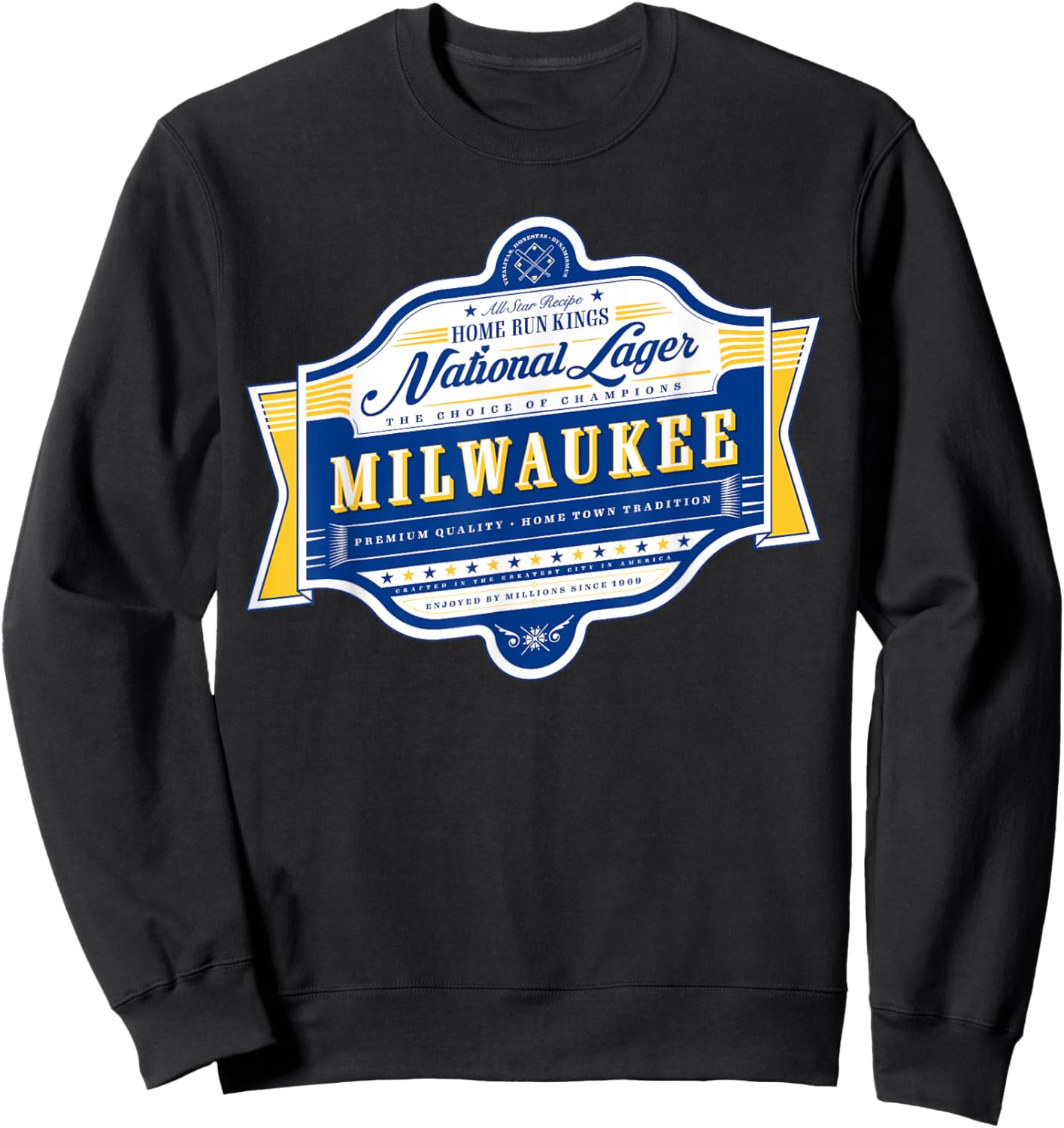 Milwaukee National Lager Beer Label Sweatshirt - Sweatshirt | Black