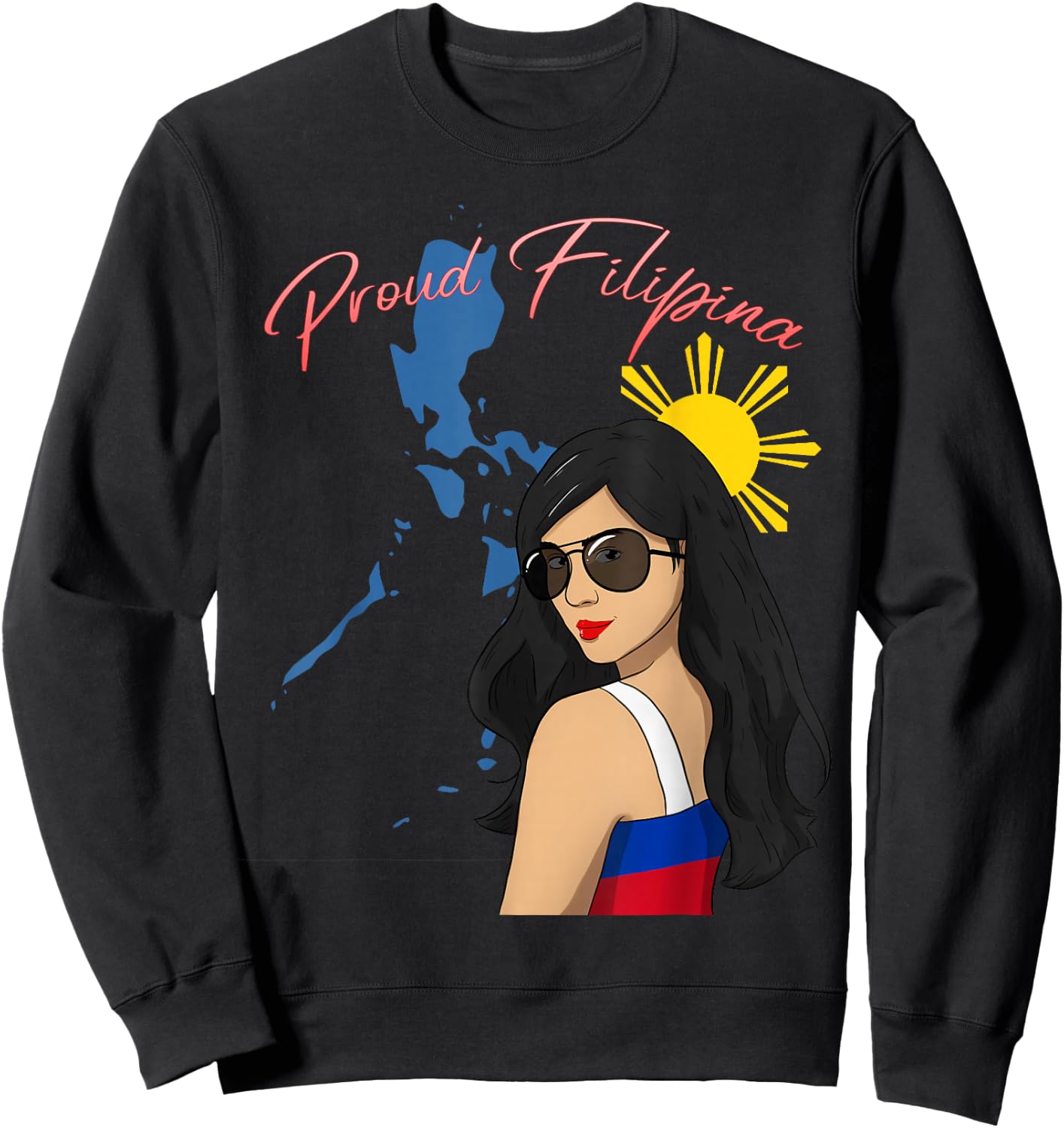 Philippines Girl Pinay Proud Filipina Filipino Flag Day Sweatshirt - Sweatshirt | Black