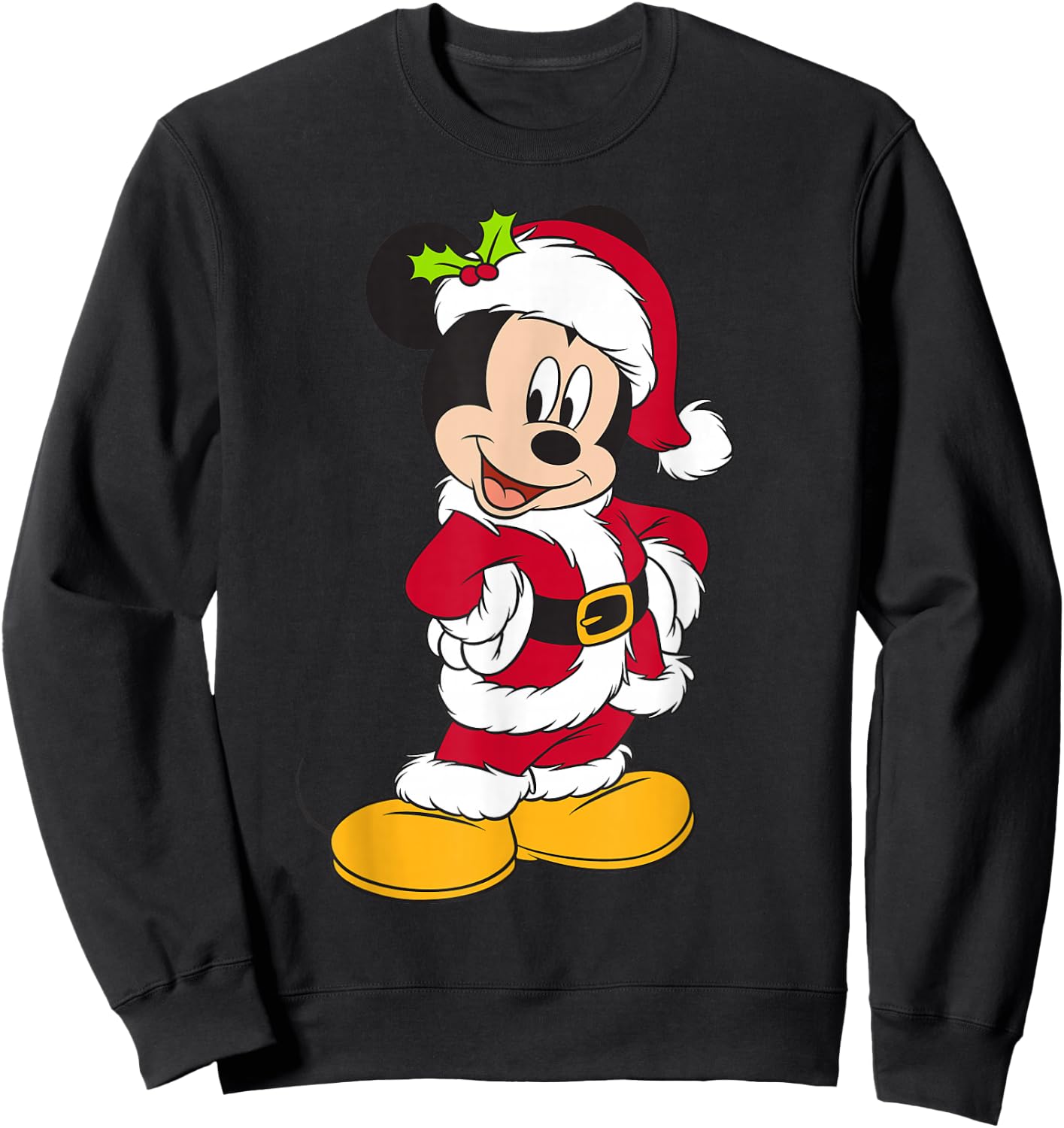 Disney Santa Mickey Mouse Holiday Short Sleeve Sweatshirt - Sweatshirt | Black