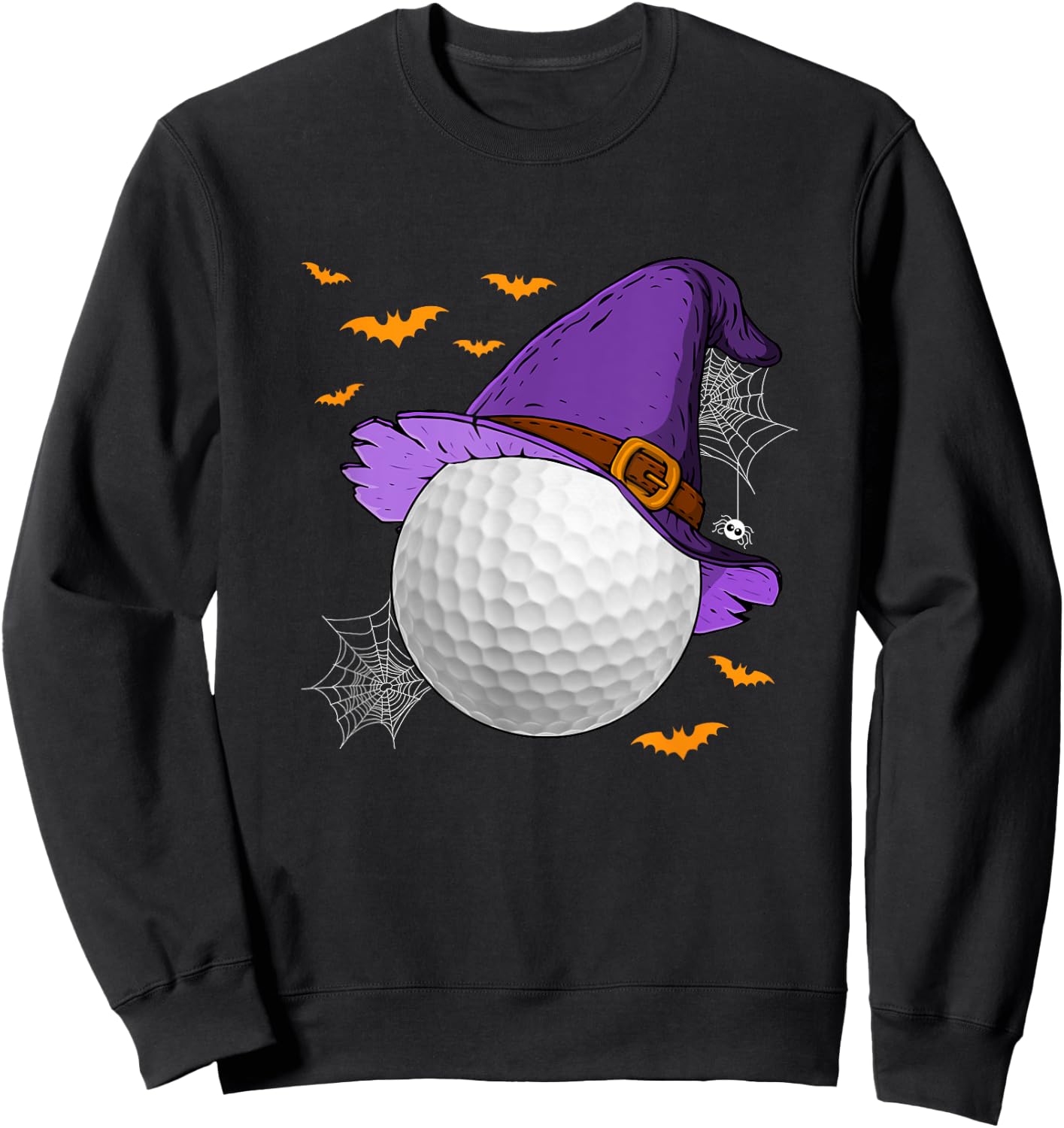 Golf Ball Witch Hat Pumpkin Spooky Halloween Costume Sweatshirt - Sweatshirt | Black