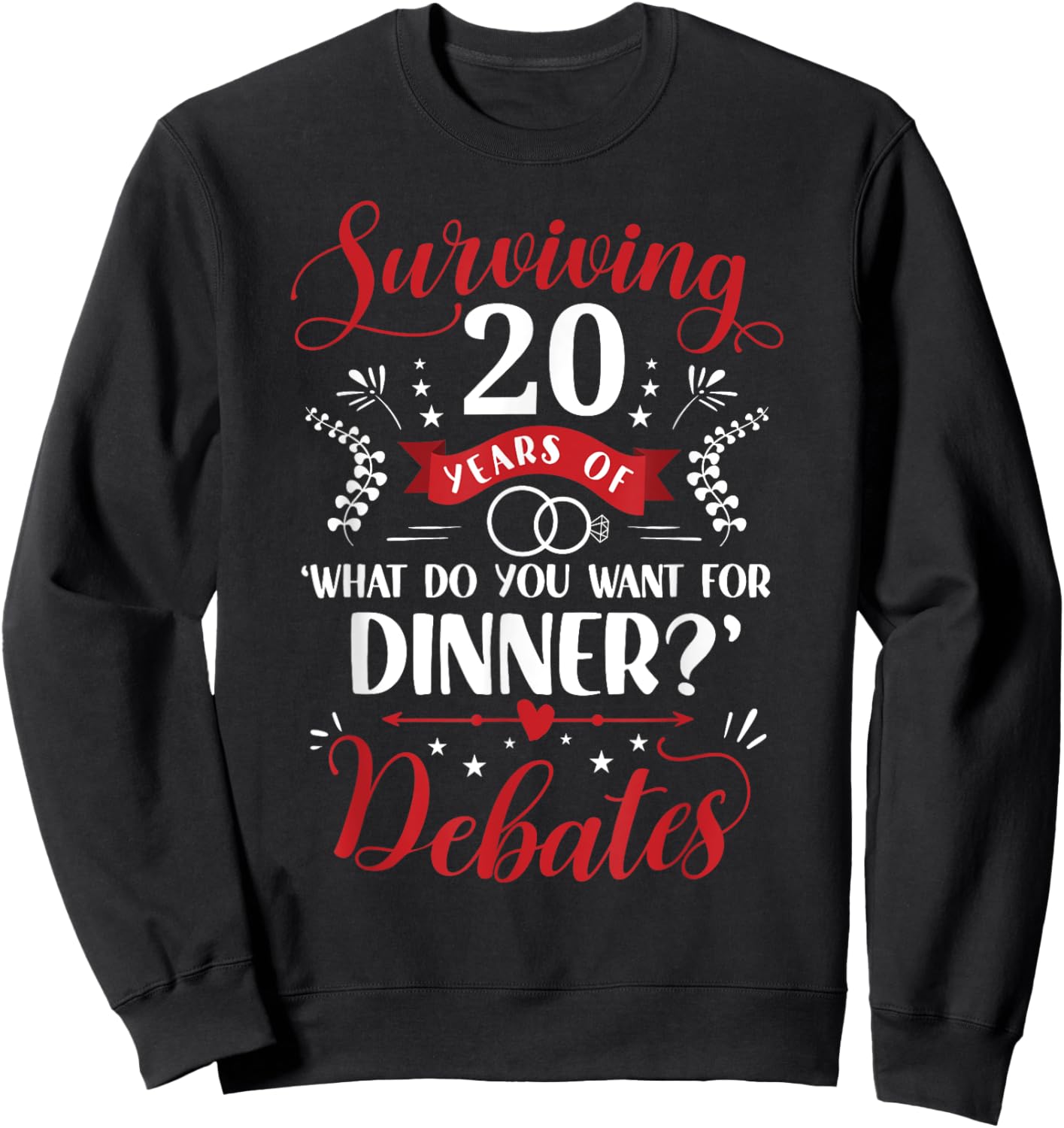 Funny Married Couples Him or Her | 20th Wedding Anniversary Sweatshirt - Sweatshirt | Black