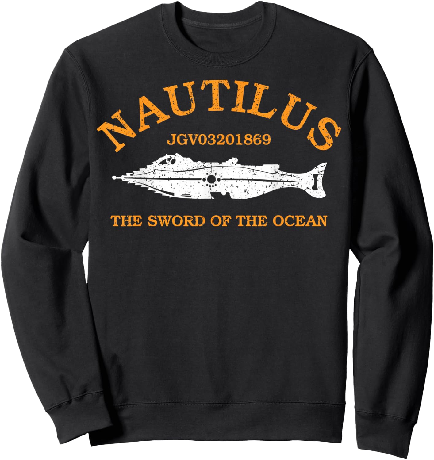 Vintage The Nautilus Black Retro Animal Graphic , -Adults, Small, Short Sleeve, Classic Fit, Cotton 90% Polyester 10% Sweatshirt - Sweatshirt | Black