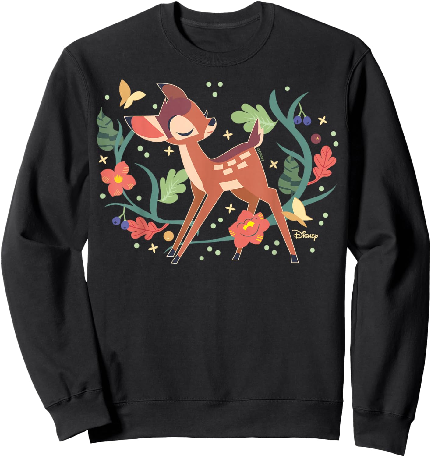 Disney Bambi - Plants Leaves And Flowers Sweatshirt - Sweatshirt | Black