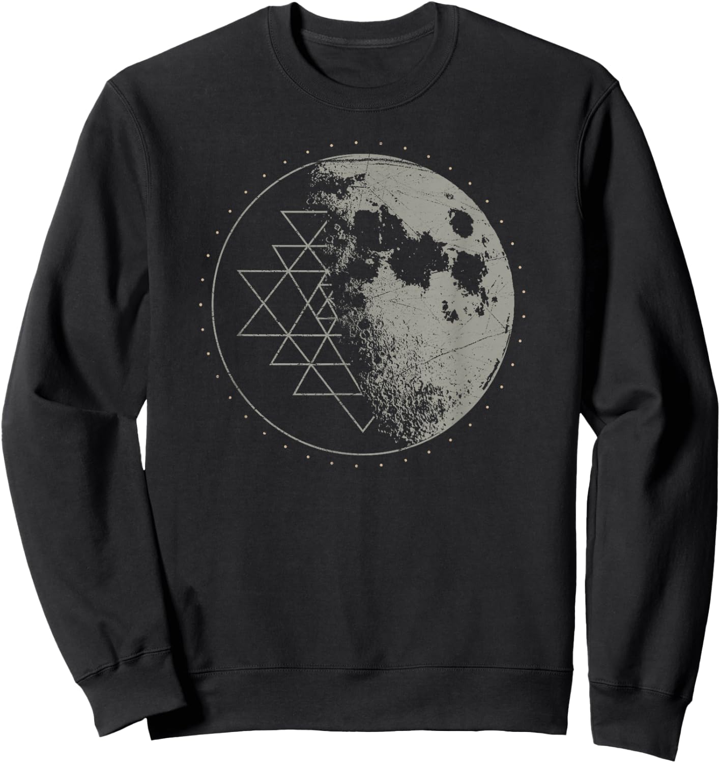 Sacred Geometry Sri Yantra Moon - Psychedelic Vintage Shirt Sweatshirt - Sweatshirt | Black