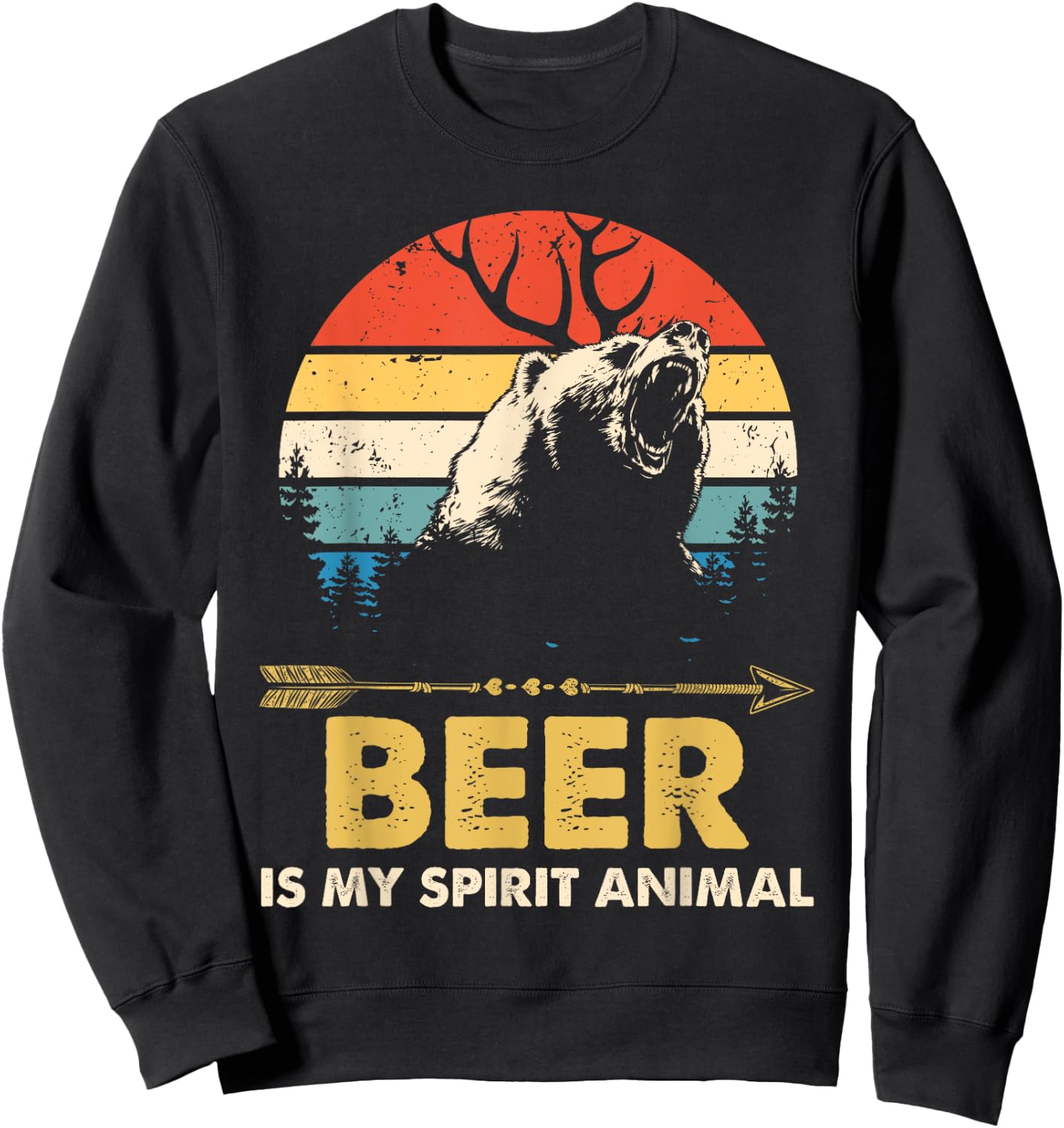 Beer Is My Spirit Animal Bear Deer Beer Gift Sweatshirt - Sweatshirt | Black