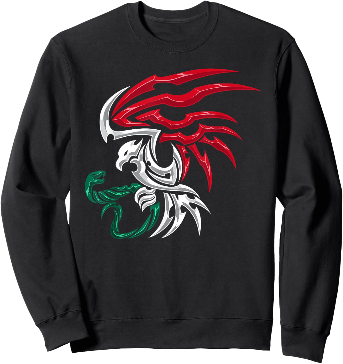 Mexico Flag - Mexican Coat of Arms Tribal Style Sweatshirt - Sweatshirt | Black