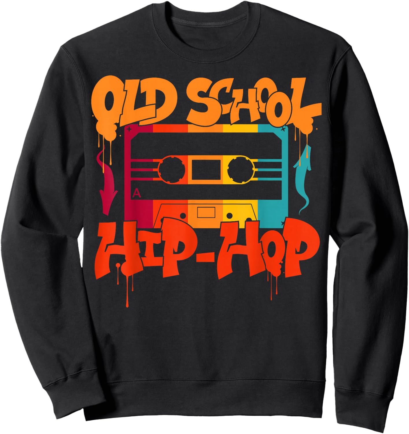 Retro Old School Hip Hop 80s 90s Graffiti Cassette Sweatshirt - Sweatshirt | Black