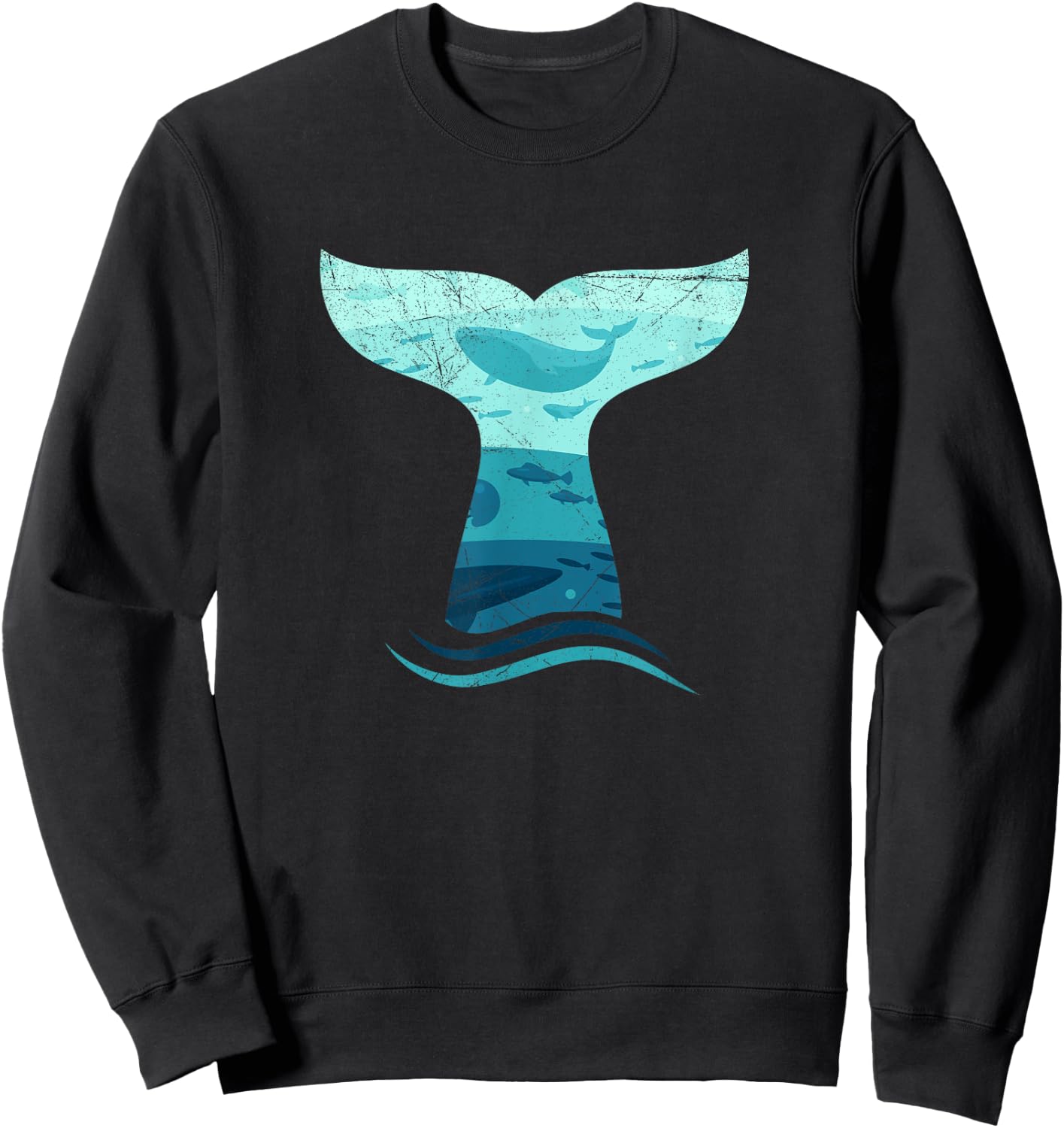 Whale Tail in Waves | Orca Ocean Sweatshirt - Sweatshirt | Black