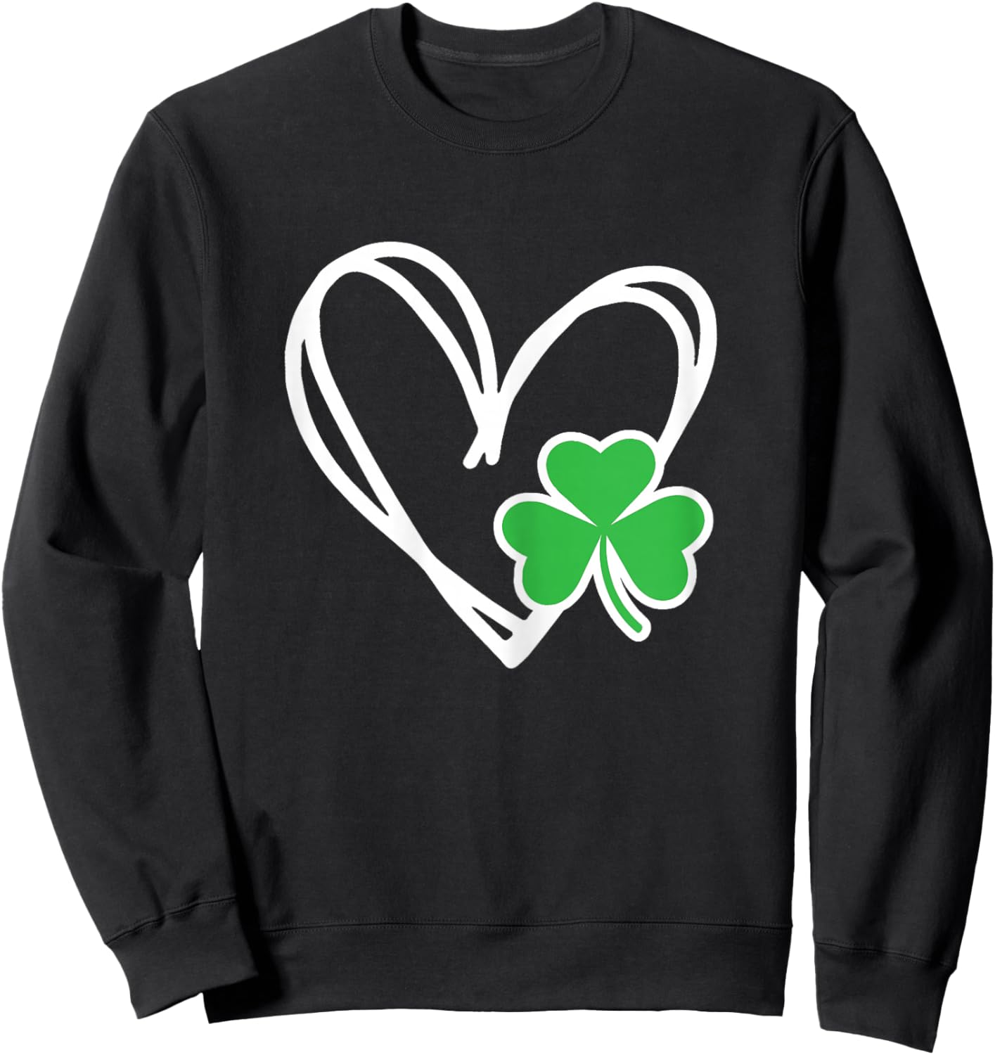 Shamrock Heart St Patricks Day Mommy and Me Matching Sweatshirt - Sweatshirt | Black