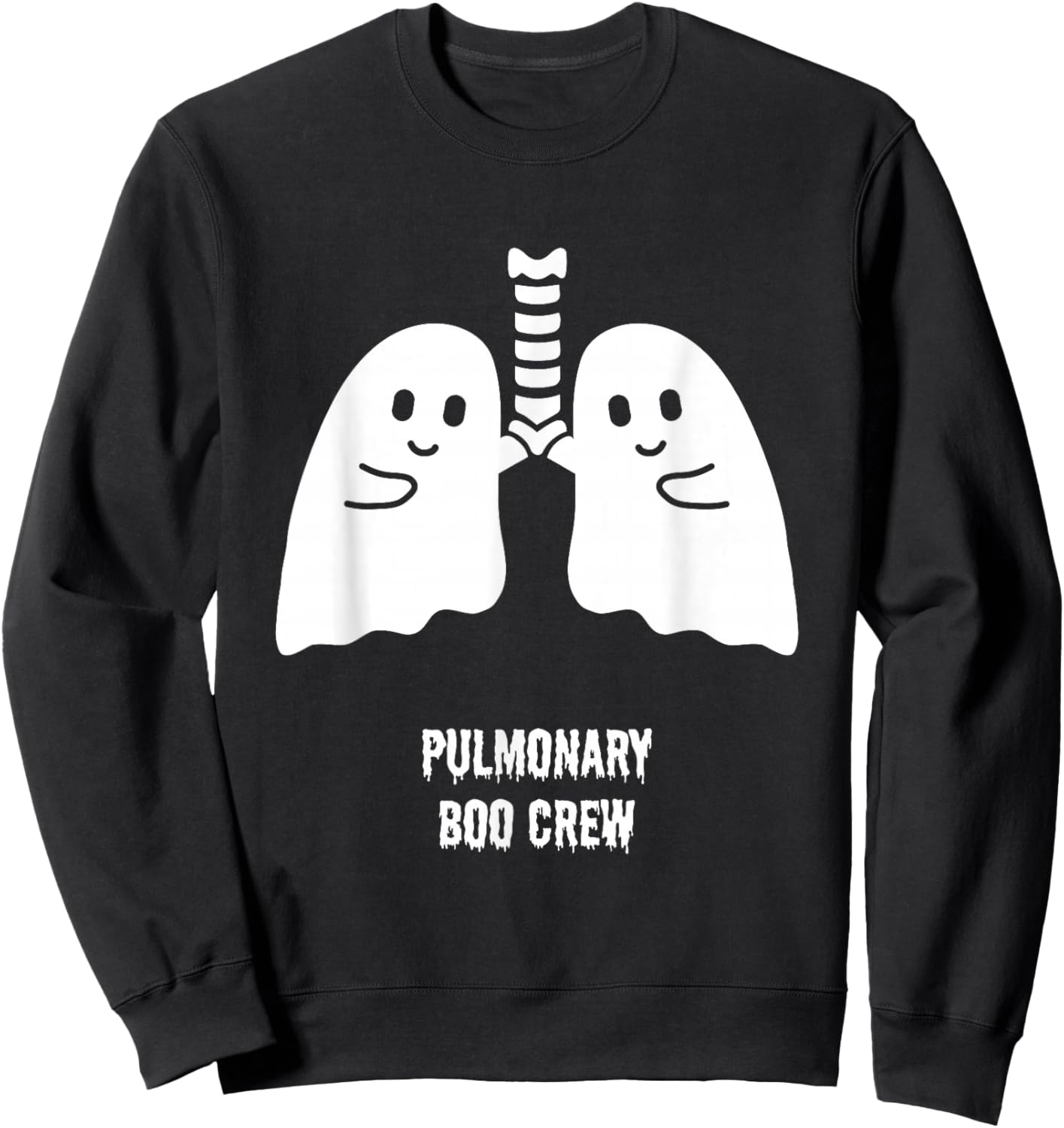 pulmonary boo crew cute doctor nurse Halloween ghost nursing Sweatshirt - Sweatshirt | Black