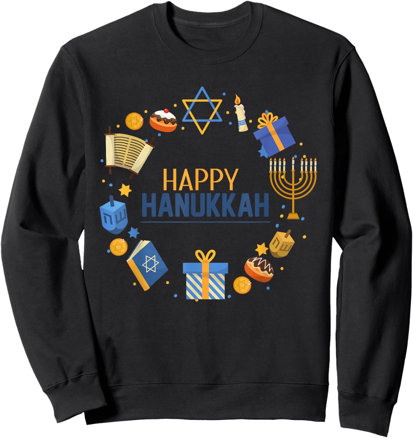 Happy Hanukkah Sweatshirt - Sweatshirt | Black