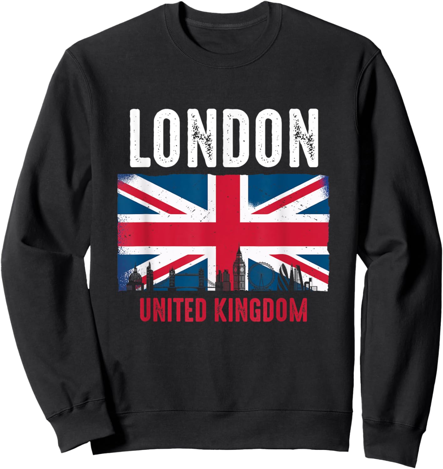 London England United Kingdom Flag Vintage UK British City Sweatshirt - Sweatshirt | Black