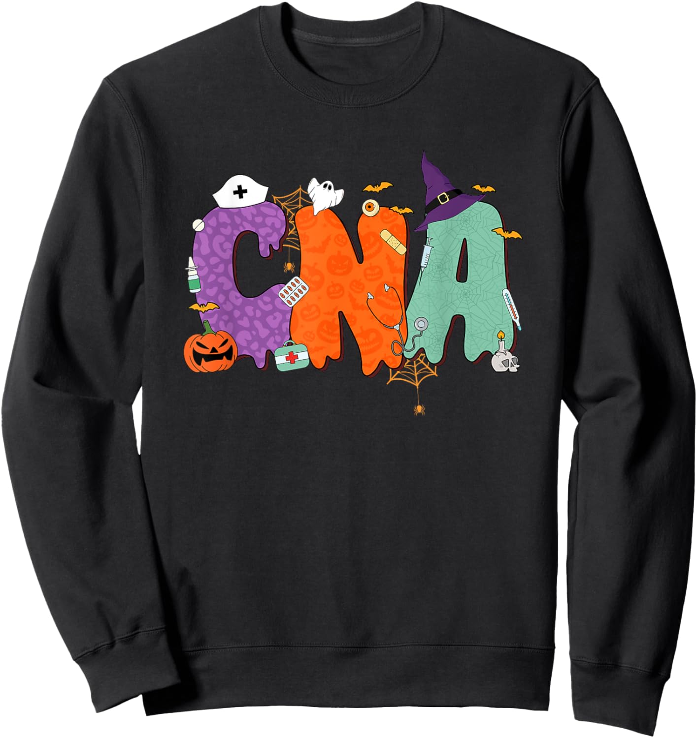 Halloween CNA Certified Nurse Assistant Nursing Aide Staff Sweatshirt - Sweatshirt | Black