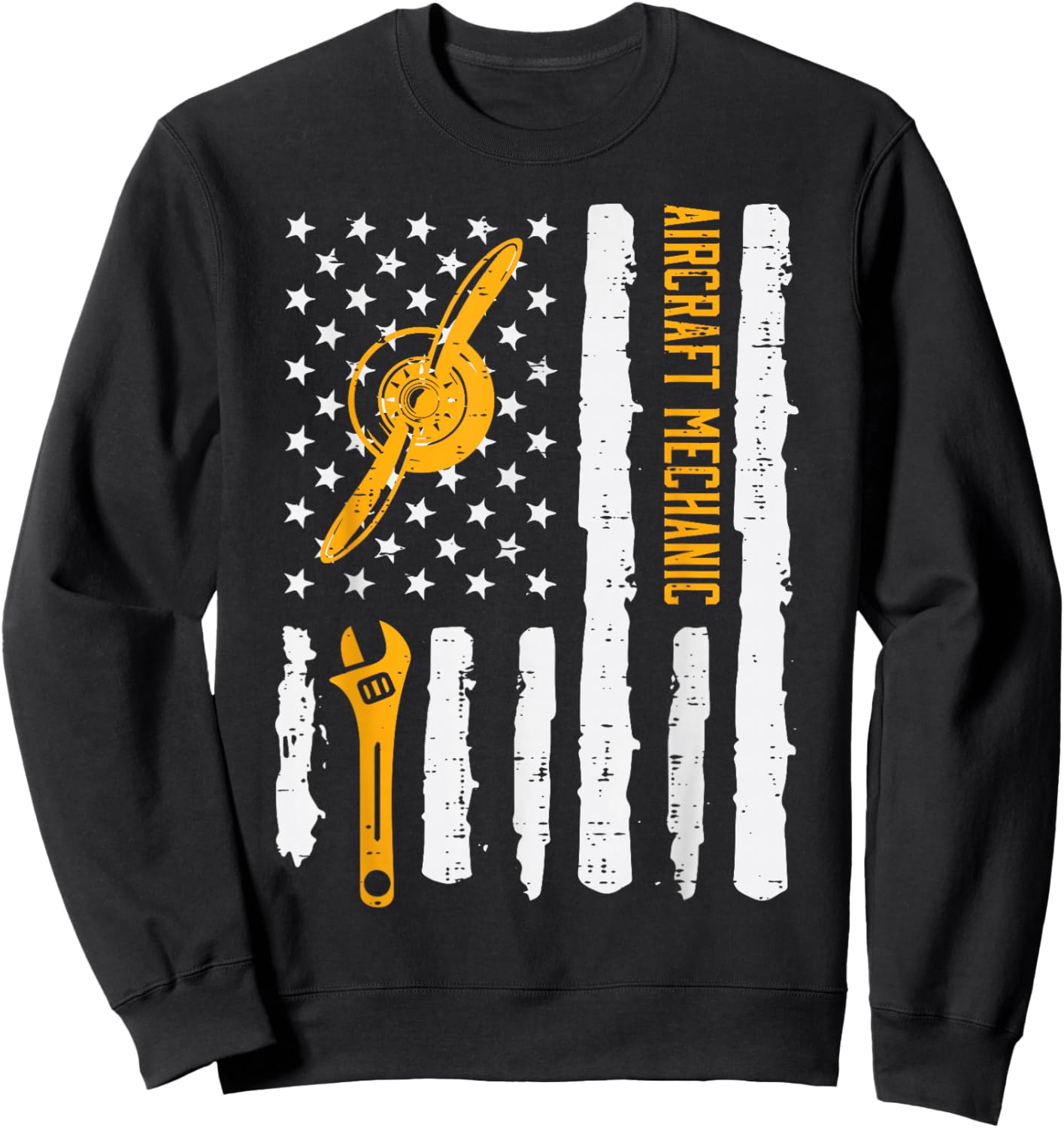 Aircraft Mechanic US Flag 4th Of July Patriot Men Women Kids Sweatshirt - Sweatshirt | Black
