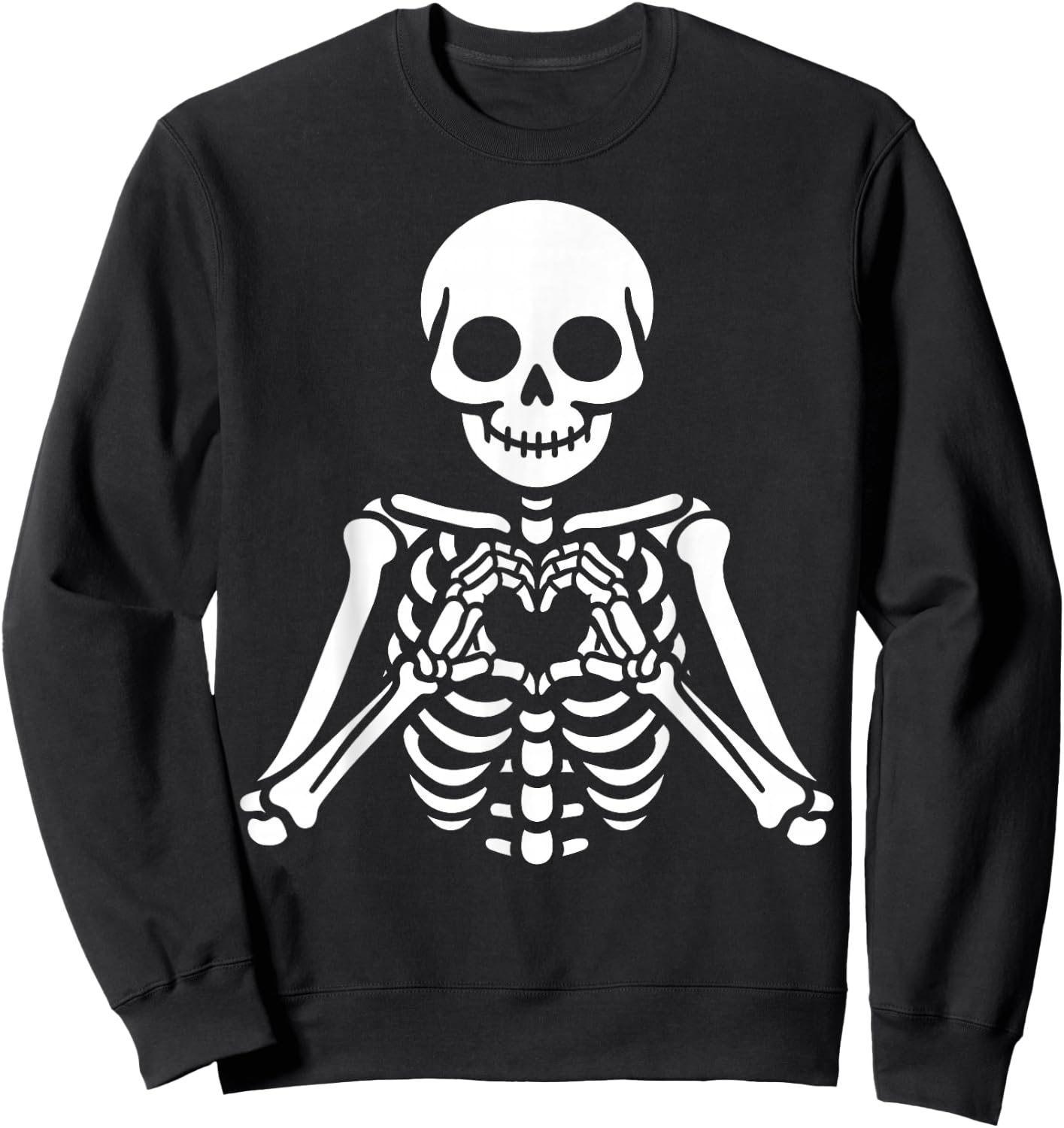 Skeleton Hands Heart Sign Retro Halloween Skeleton Hand Sign Sweatshirt - Sweatshirt | Black