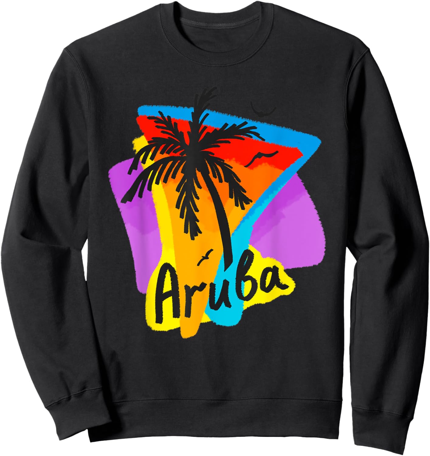 Aruba Palm Bird Sweatshirt - Sweatshirt | Black