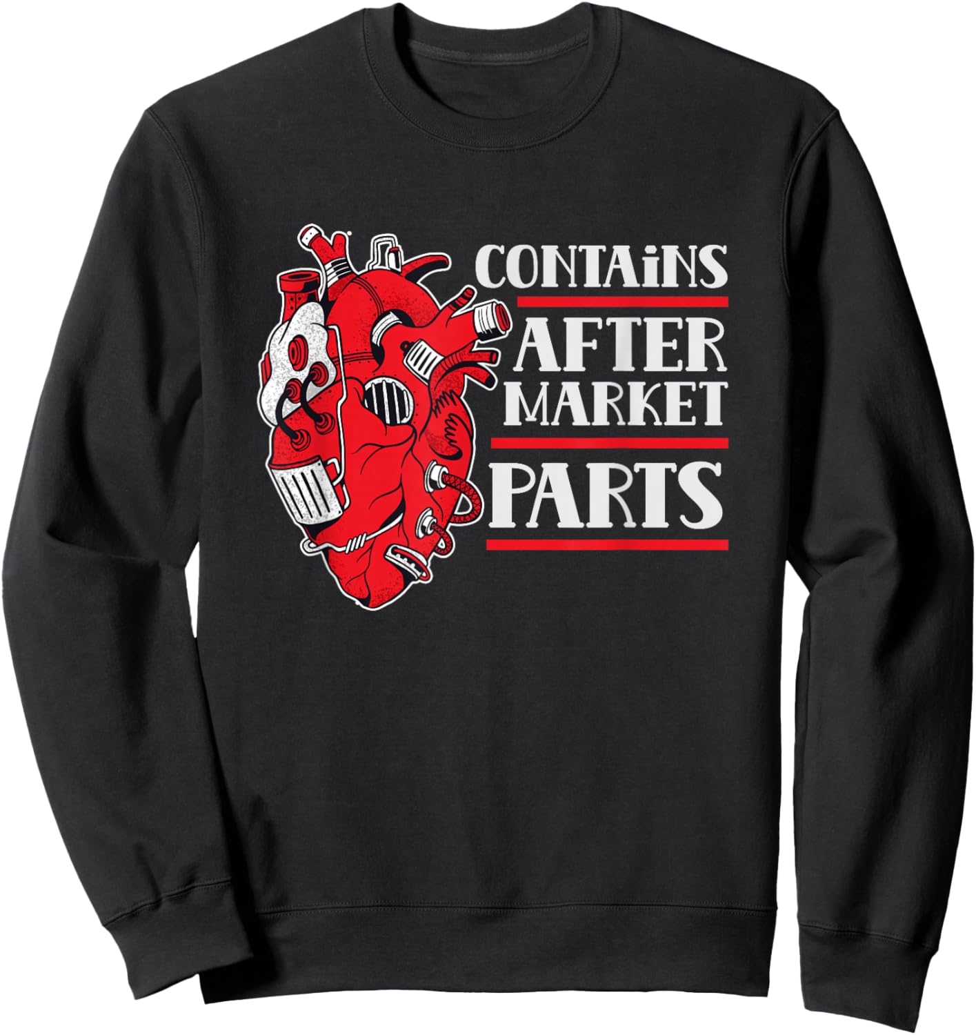 Includes Aftermarket Parts Patient Op Heart Surgery Sweatshirt - Sweatshirt | Black