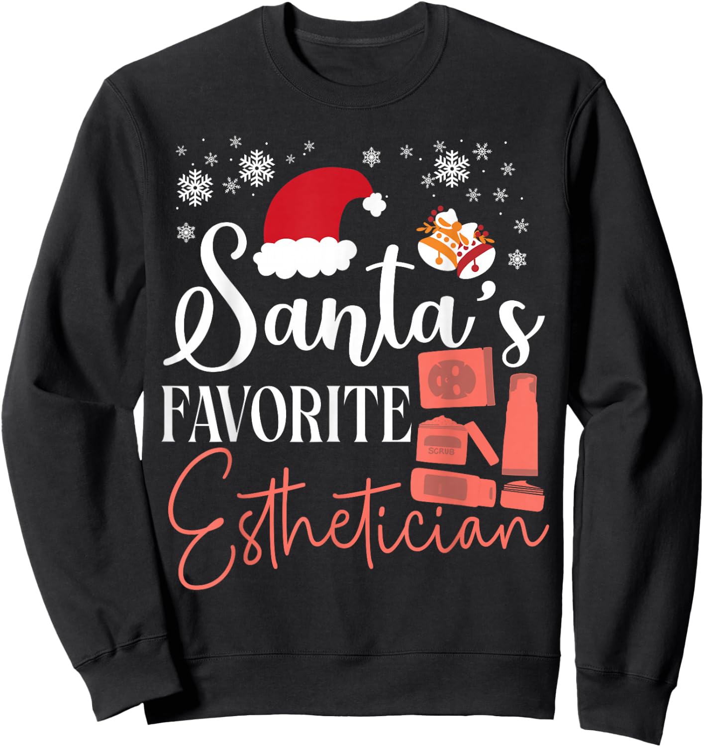 Cute Licensed Esthetician Skincare Beautician Christmas Sweatshirt - Sweatshirt | Black